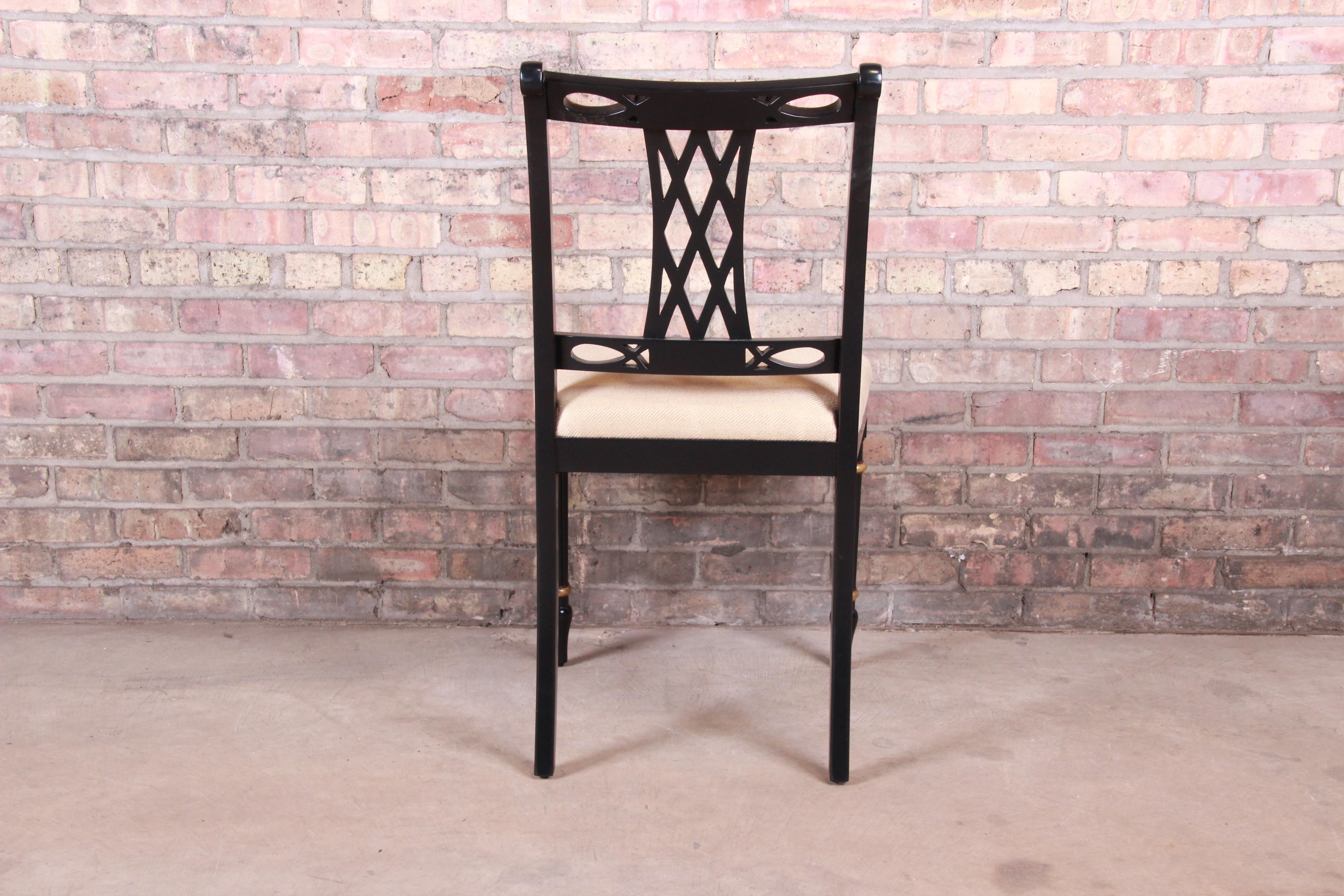 Councill Regency Ebonized Hand Painted Side Chairs, Pair 3