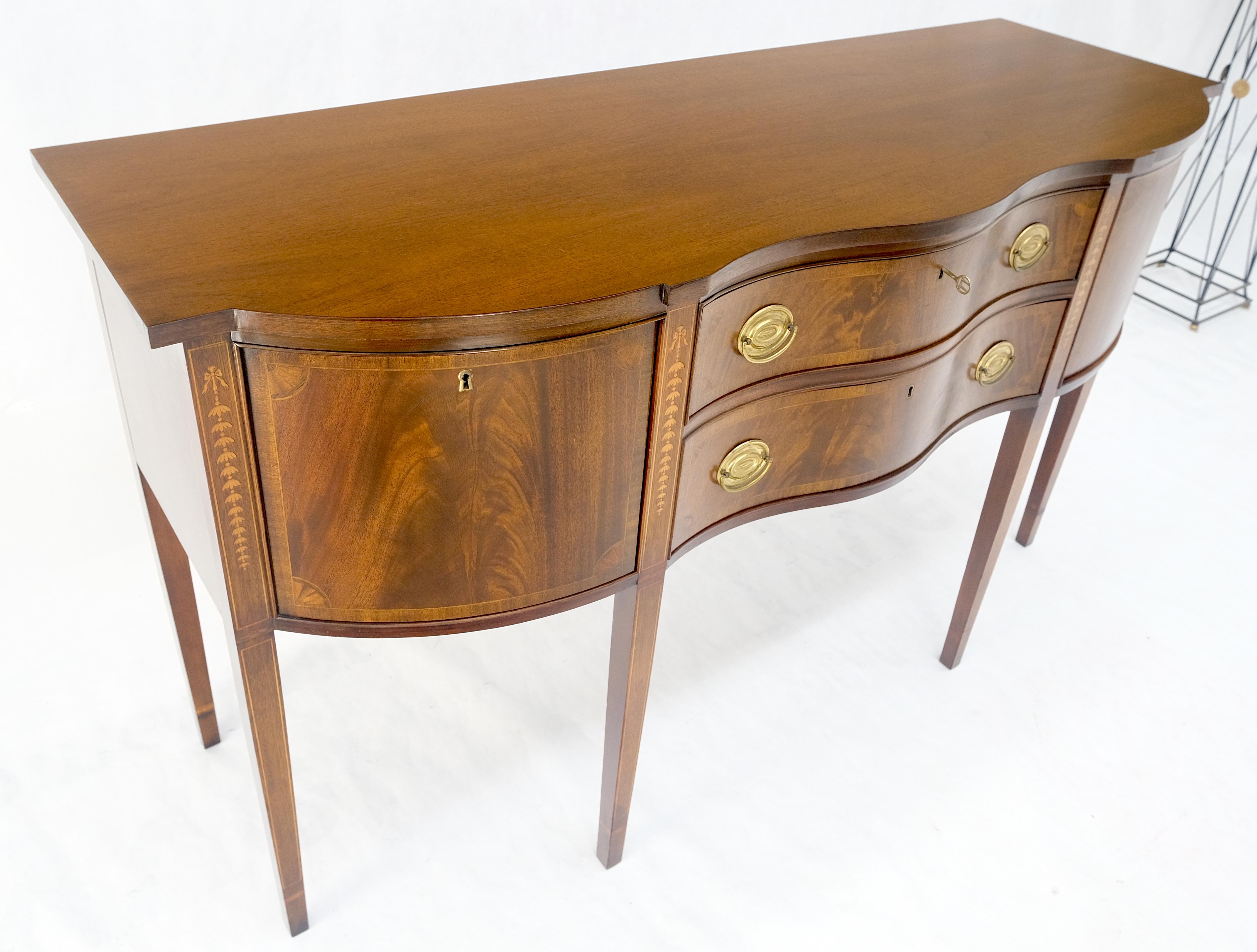 Councill Two Drawer Double Door Serpentine Front Mahogany Federal Sideboard MINT For Sale 6