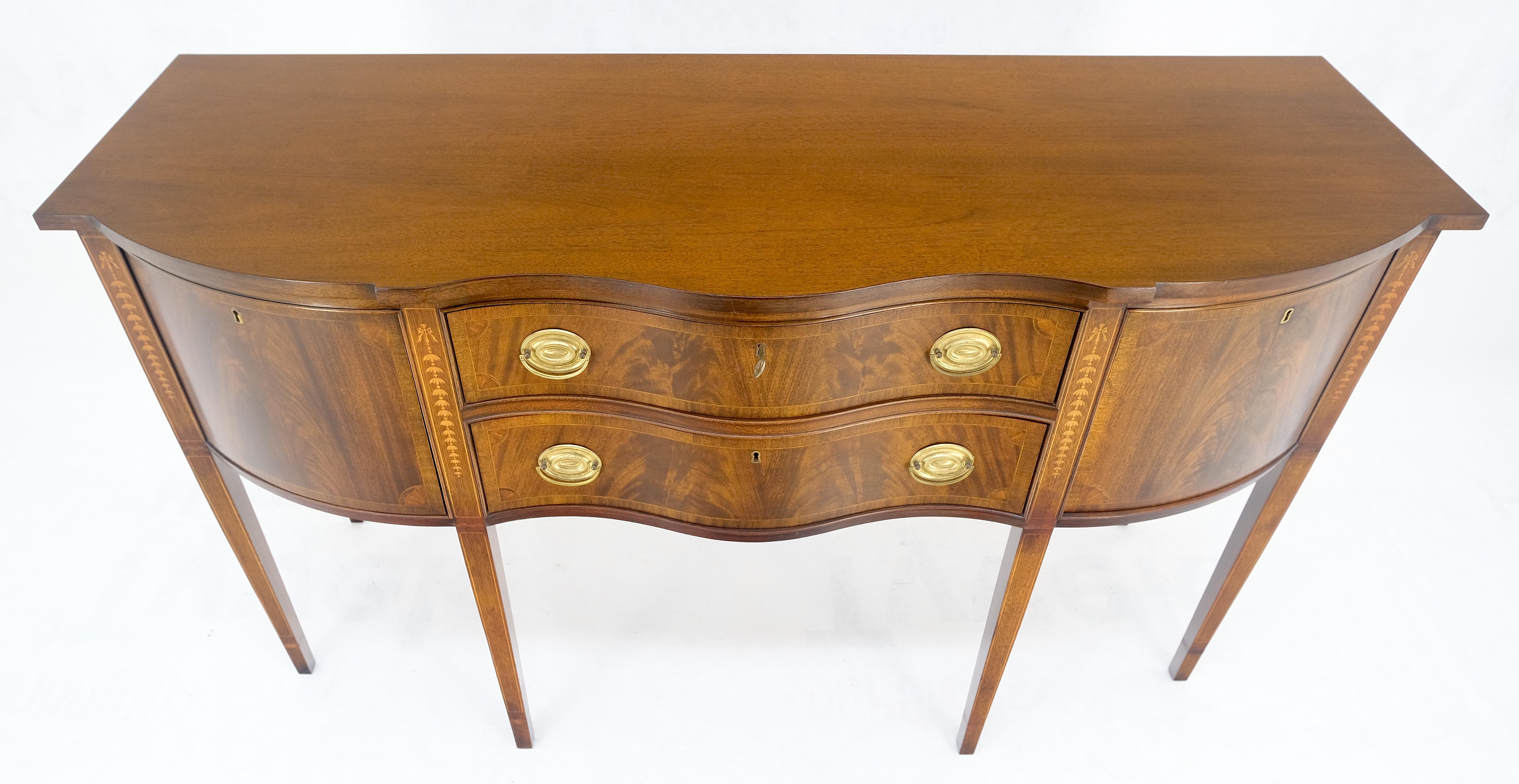 Lacquered Councill Two Drawer Double Door Serpentine Front Mahogany Federal Sideboard MINT For Sale