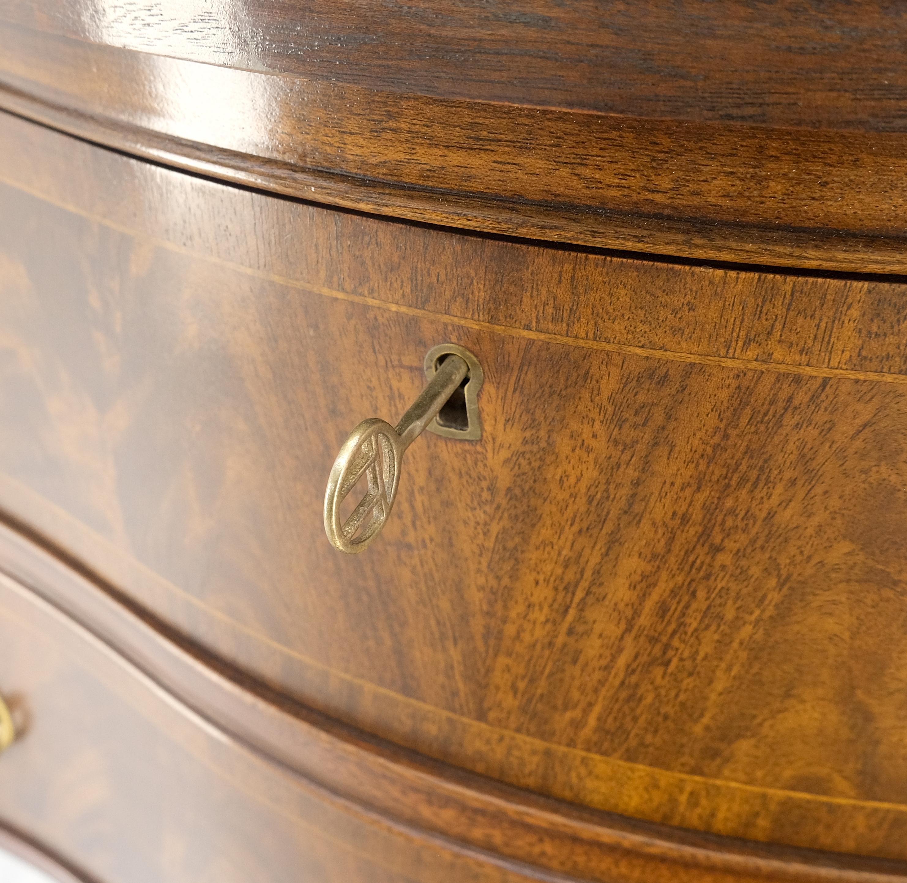 Brass Councill Two Drawer Double Door Serpentine Front Mahogany Federal Sideboard MINT For Sale