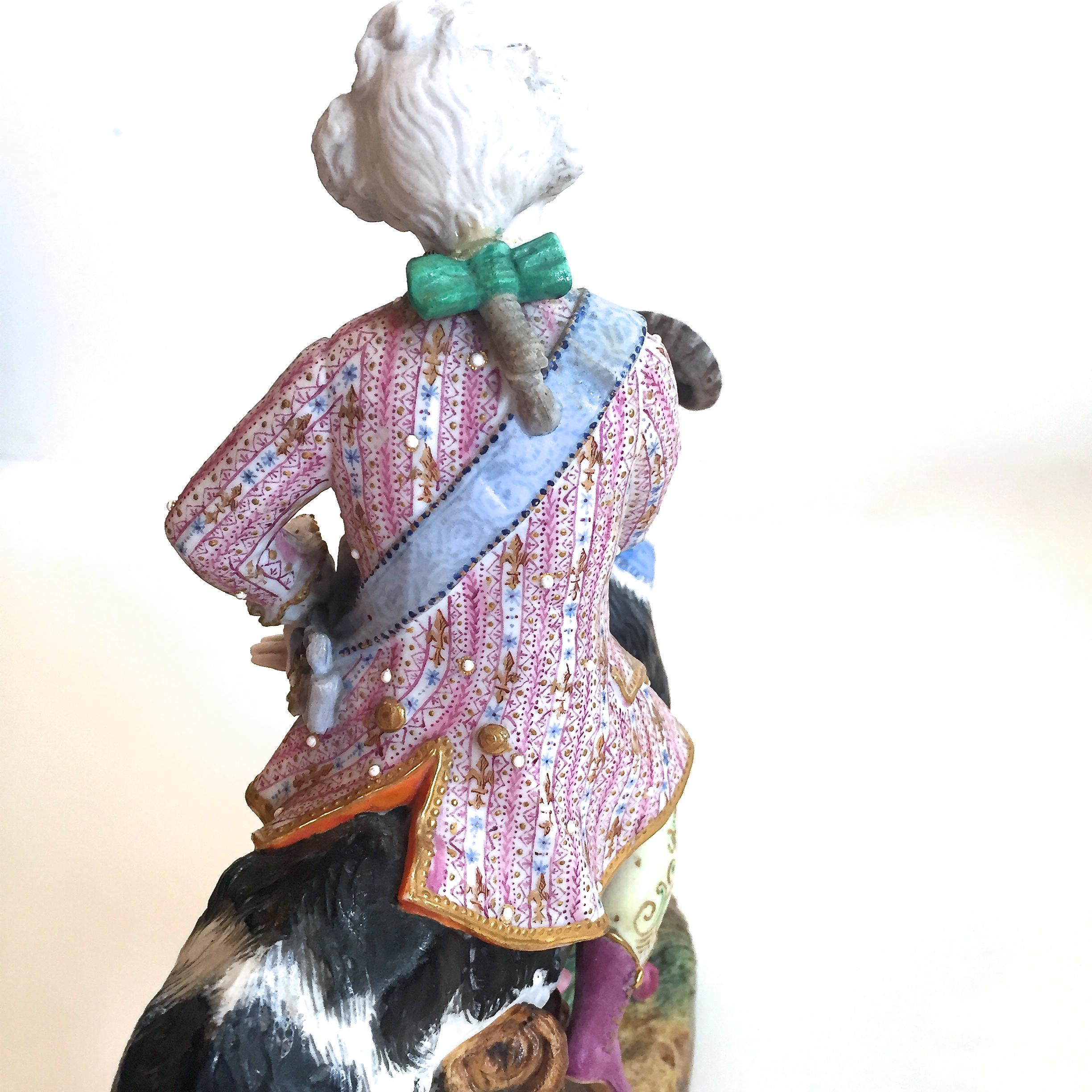 Count Bruhl's Tailor, 19th C. Bisque Porcelain Goat And Rider By Vion Et Baury For Sale 1