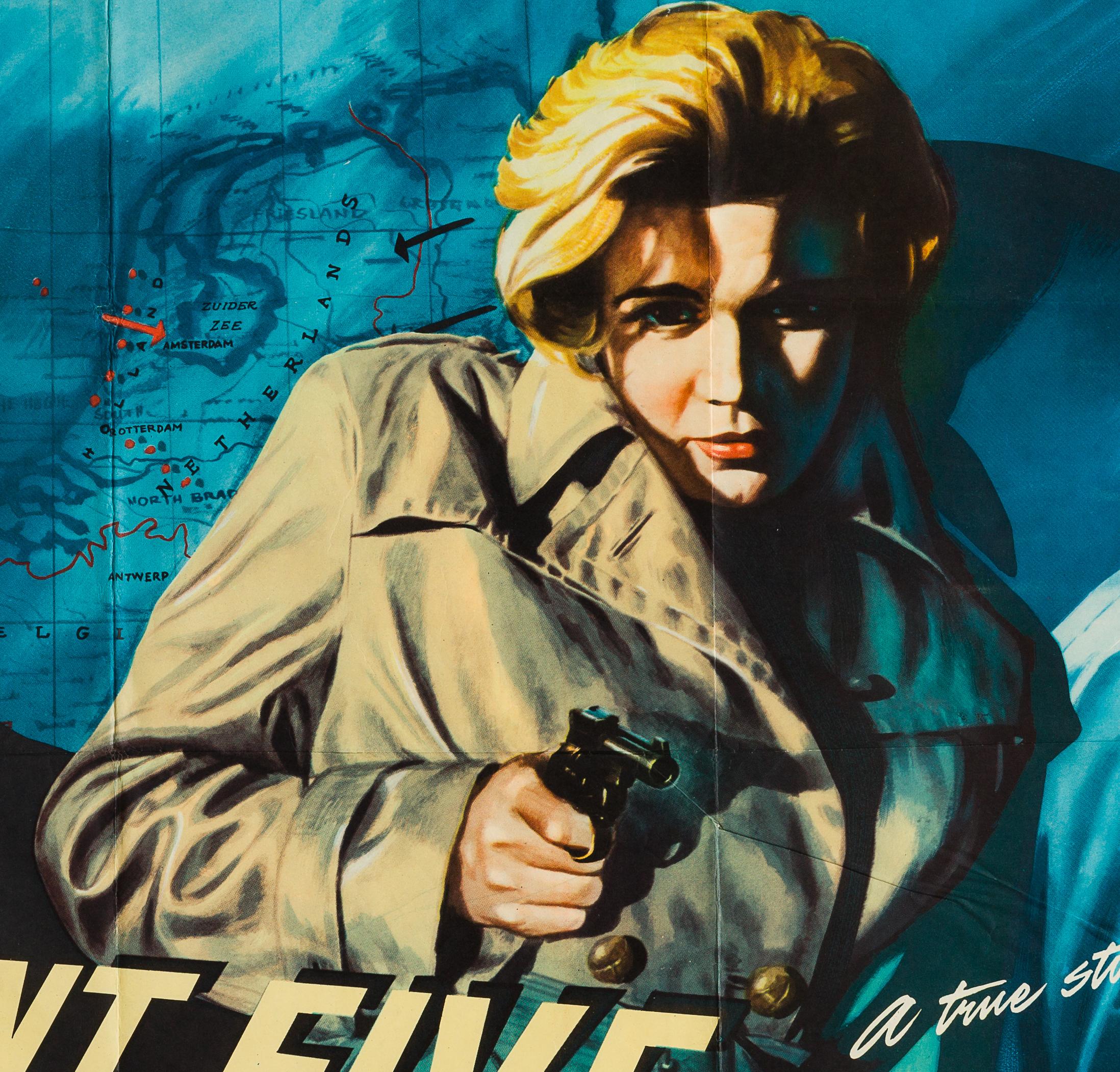 Fantastic, vibrant Chantrell artwork feature on this exceedingly rare country of origin UK vintage quad film poster for 1950s spy thriller movie Count Five and Die. Actual size of poster is 29 3/4 x 40 inches. 

In folded/excellent condition. Will