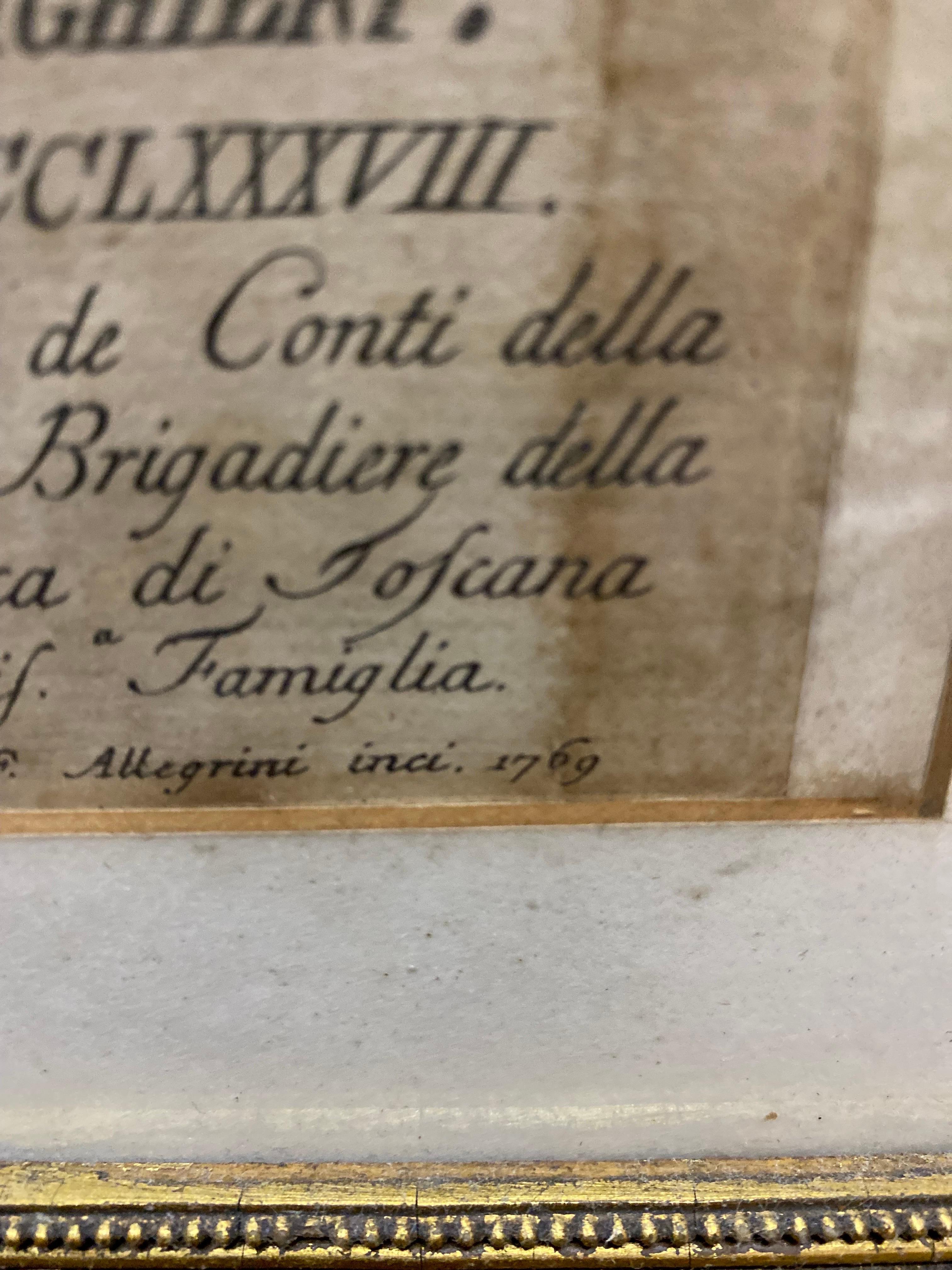 Italian Count Ugolino Della Gherardesca, Engraving, Francesco Allegrini, 1769 For Sale