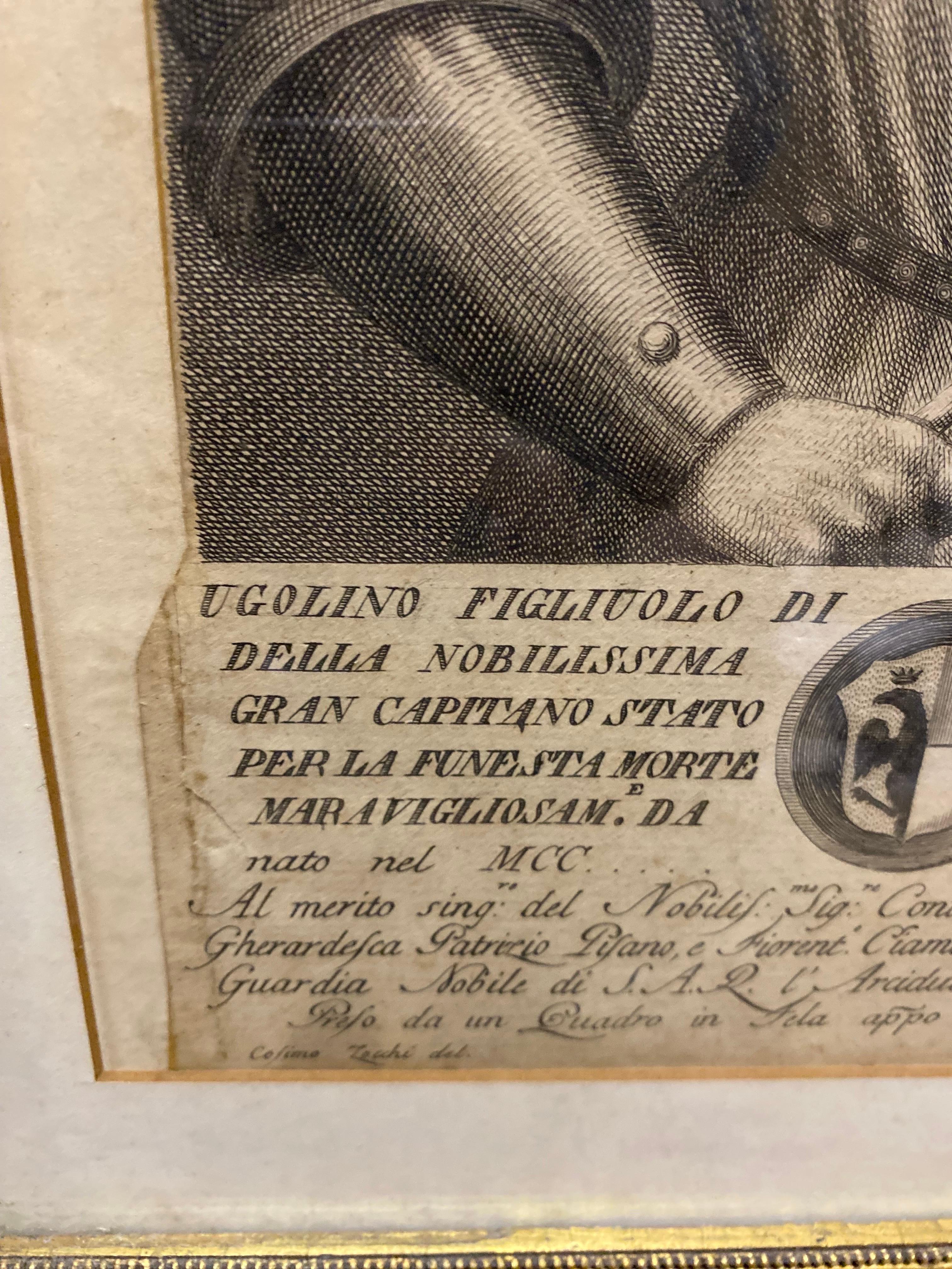 Paper Count Ugolino Della Gherardesca, Engraving, Francesco Allegrini, 1769 For Sale
