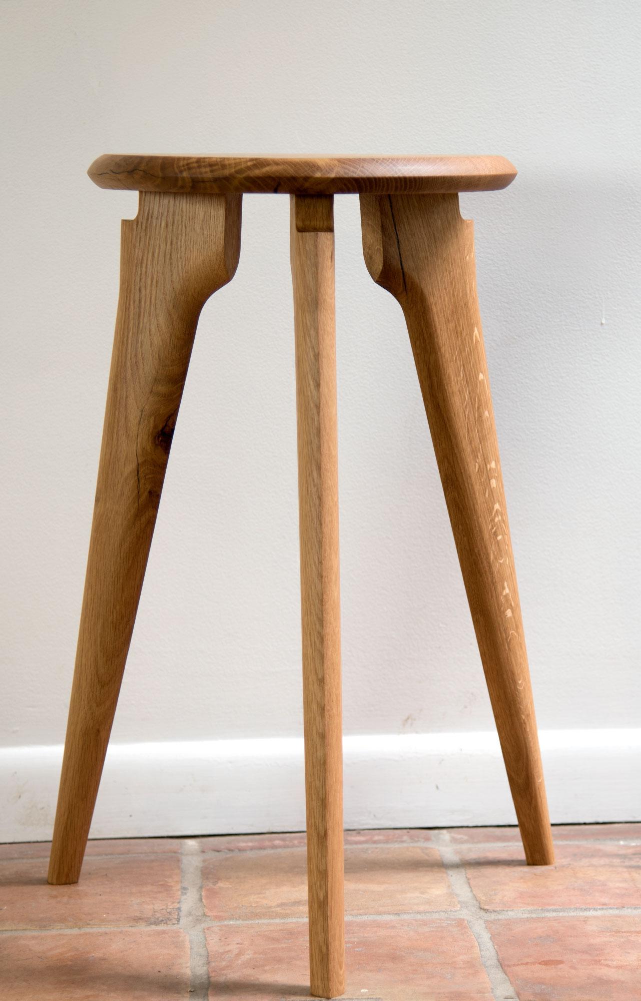Counter 3-Legged Milk Stool Solid Wood For Sale 1