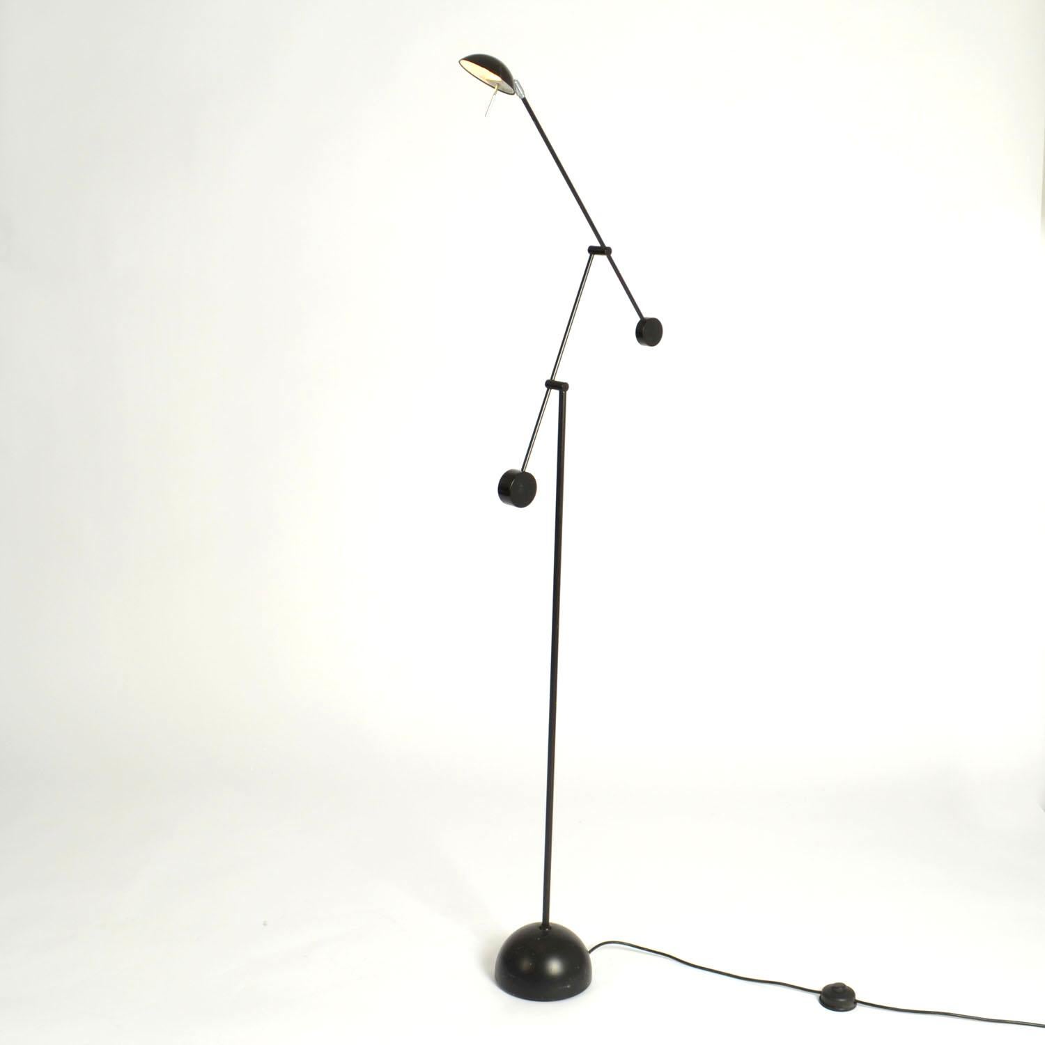 Metal Counter Balance Black Floor Lamps Minimalist 1970s For Sale