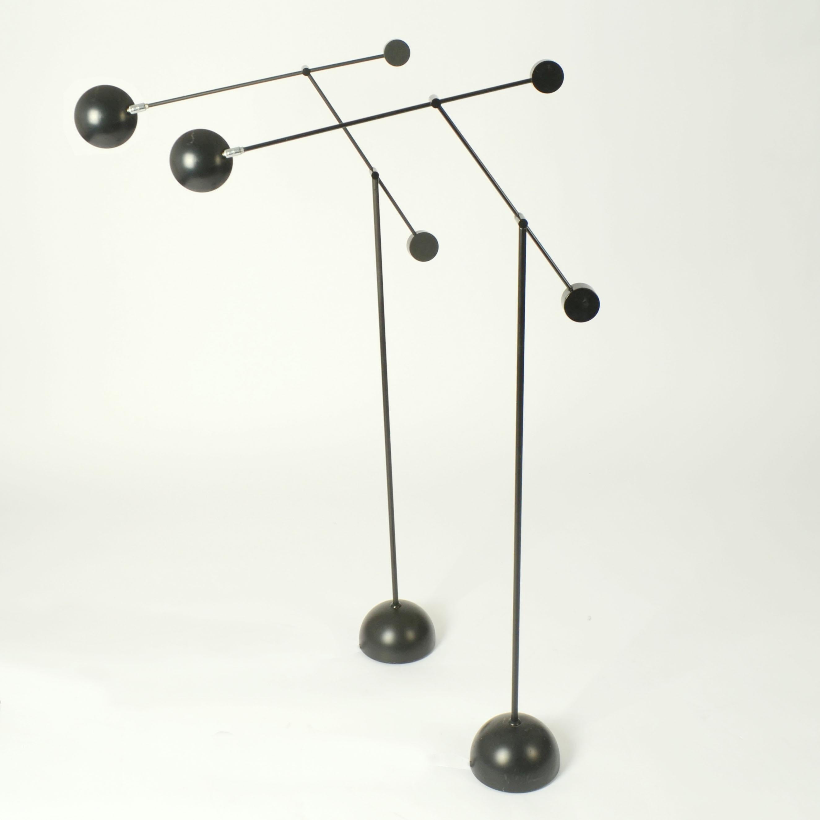 Counter Balance Black Floor Lamps Minimalist 1970s For Sale 2