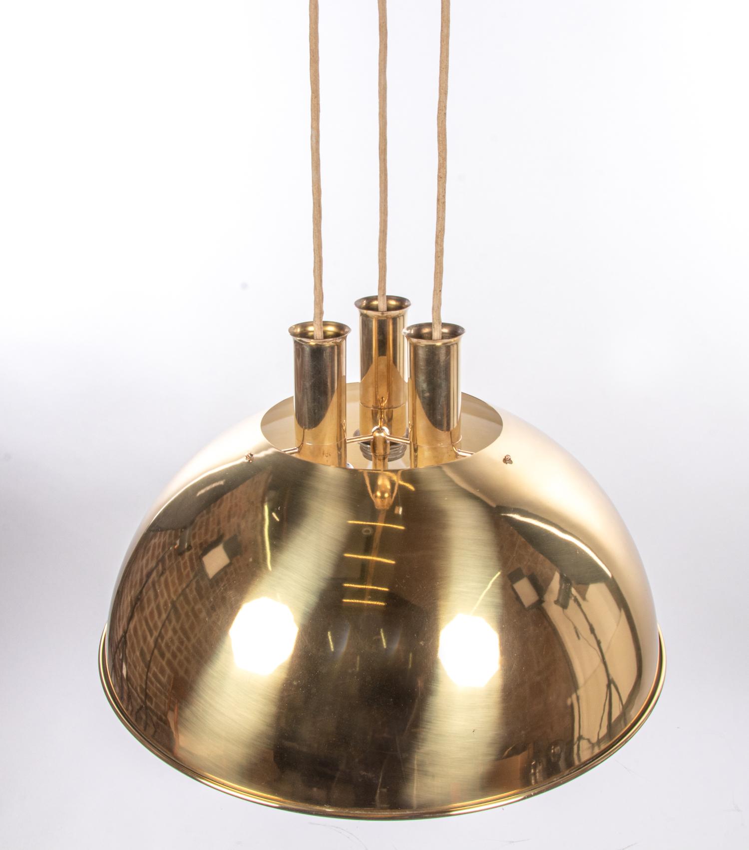 Mid-Century Modern Counter Balance Brass Pendant Light by Florian Schulz, Germany, 1950