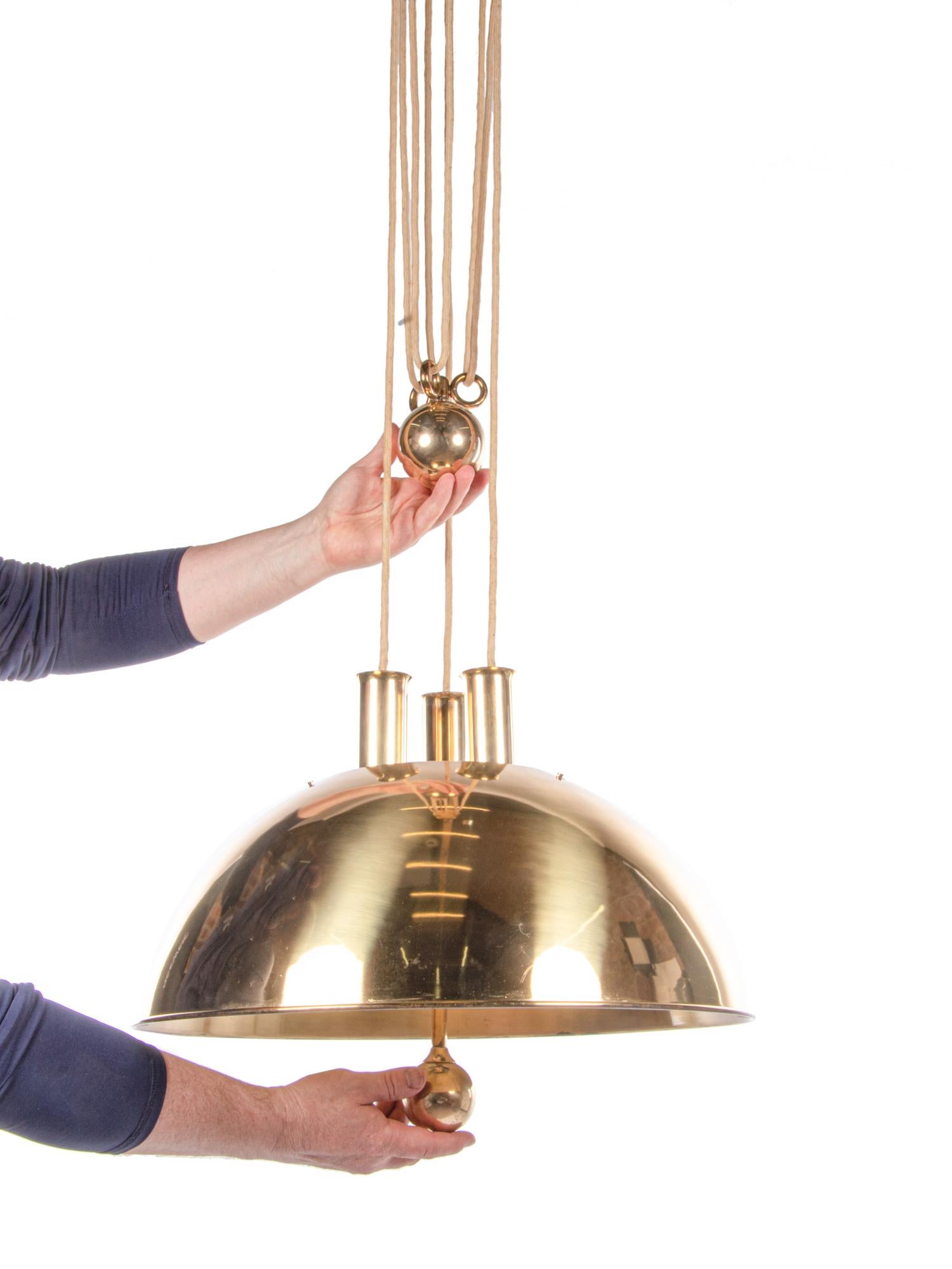 Mid-17th Century Counter Balance Brass Pendant Light by Florian Schulz, Germany, 1950