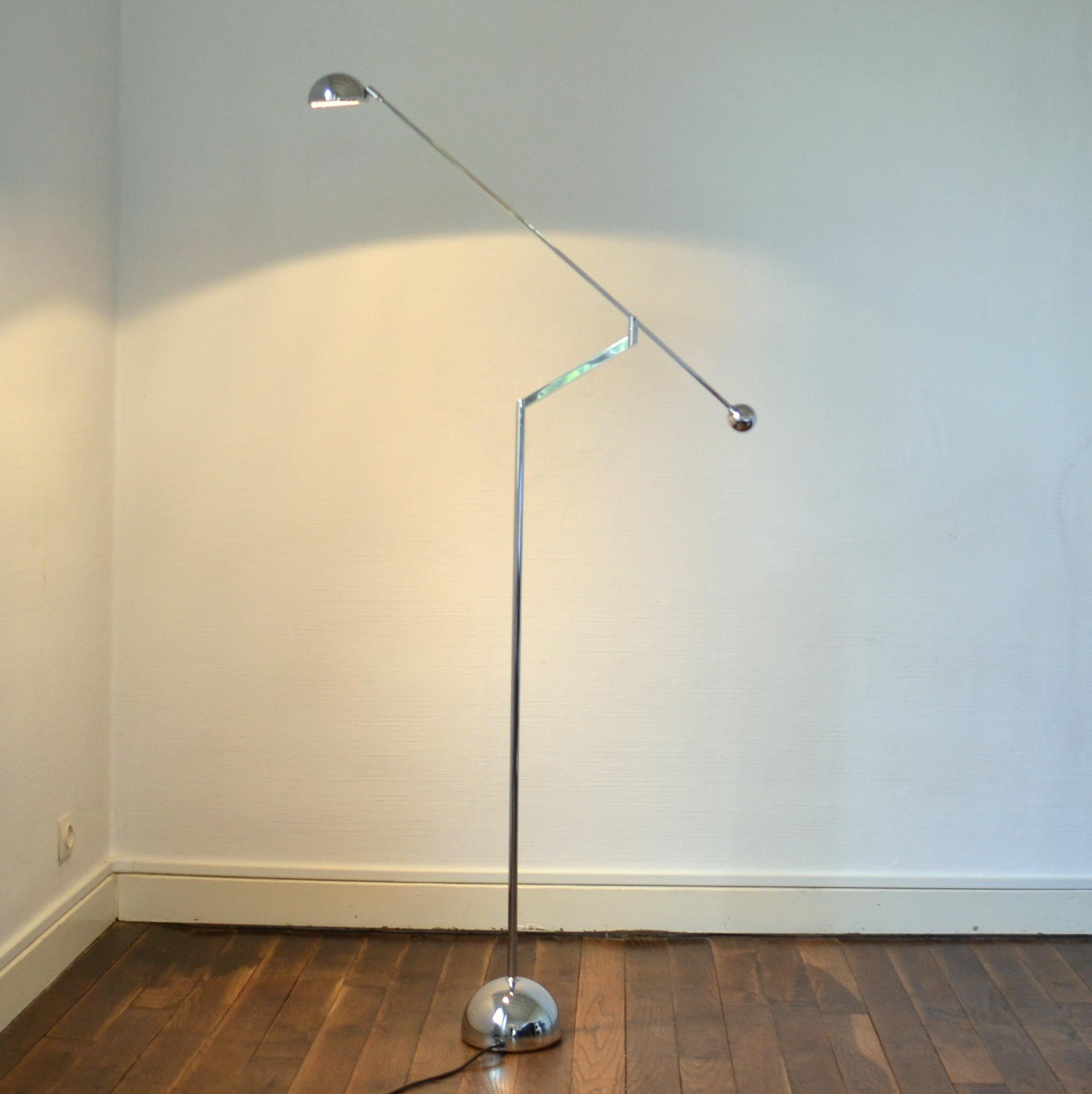 German Counter Balance Chrome Floor Lamp