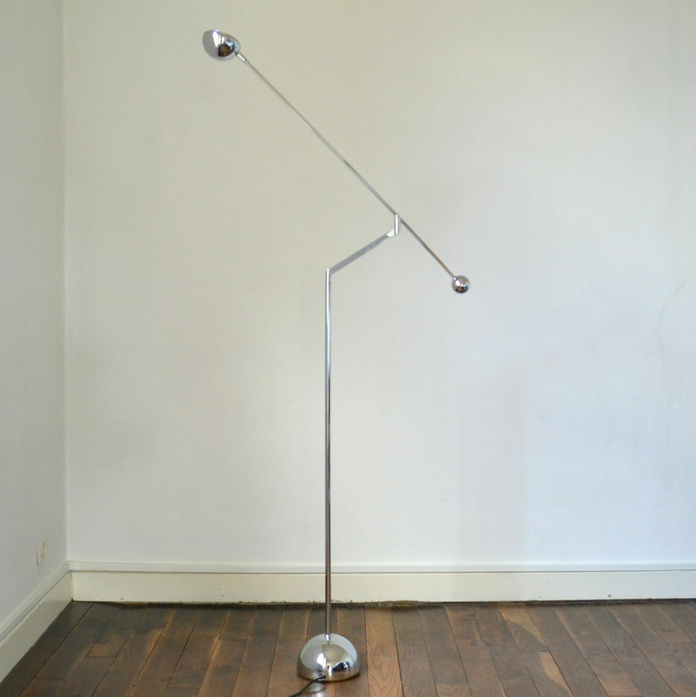 Counter Balance Chrome Floor Lamp In Excellent Condition In London, GB