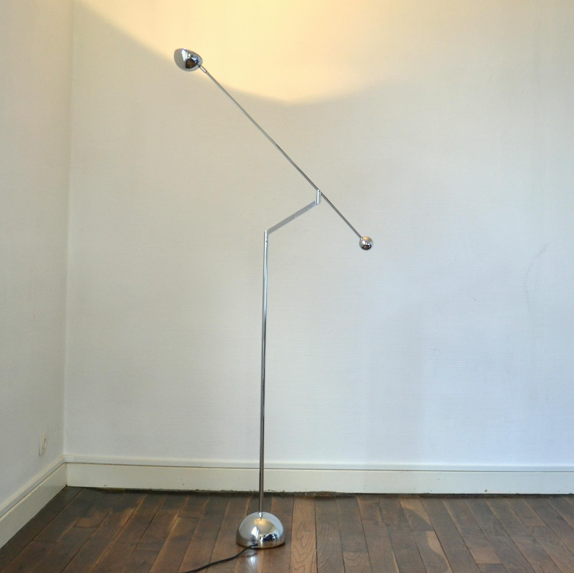Late 20th Century Counter Balance Chrome Floor Lamp