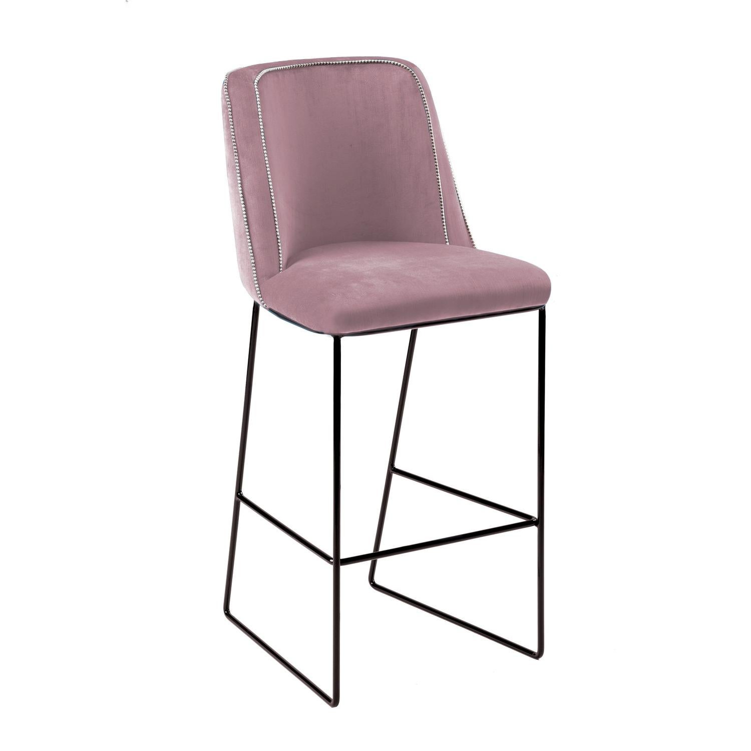 Counter Chair Croix with Lacquered Metal and Upholstery New For Sale 12