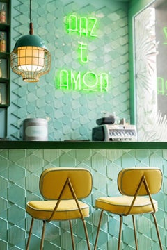 Counter Chair State Paprika with Lacquered Metal and Upholstery