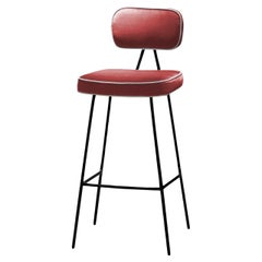Counter Chair State Paprika with Lacquered Metal and Upholstery
