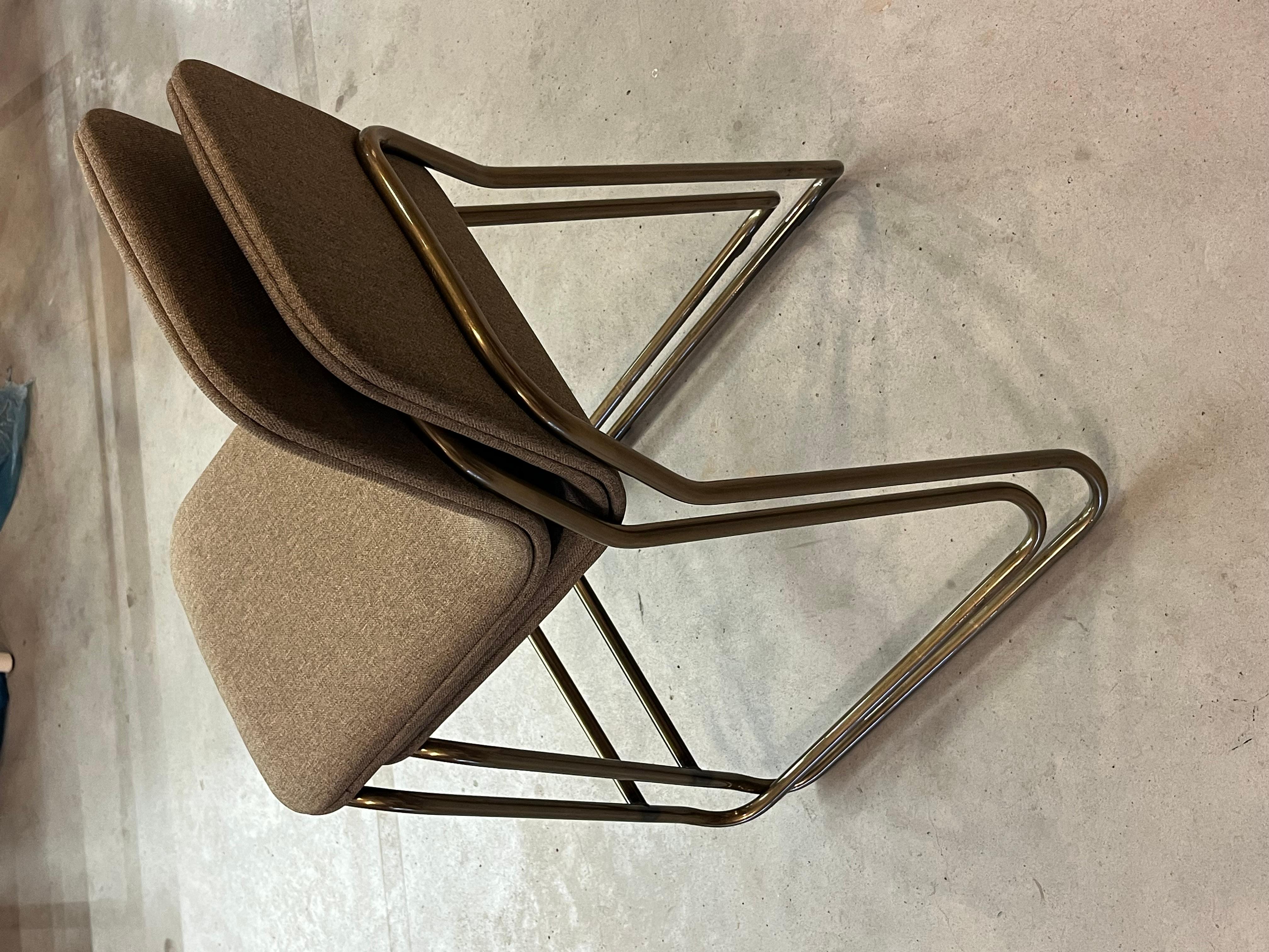 Counter chairs by Jacob Nitz for Bogaerts. Bronze look base with light brown uph (Niederländisch) im Angebot