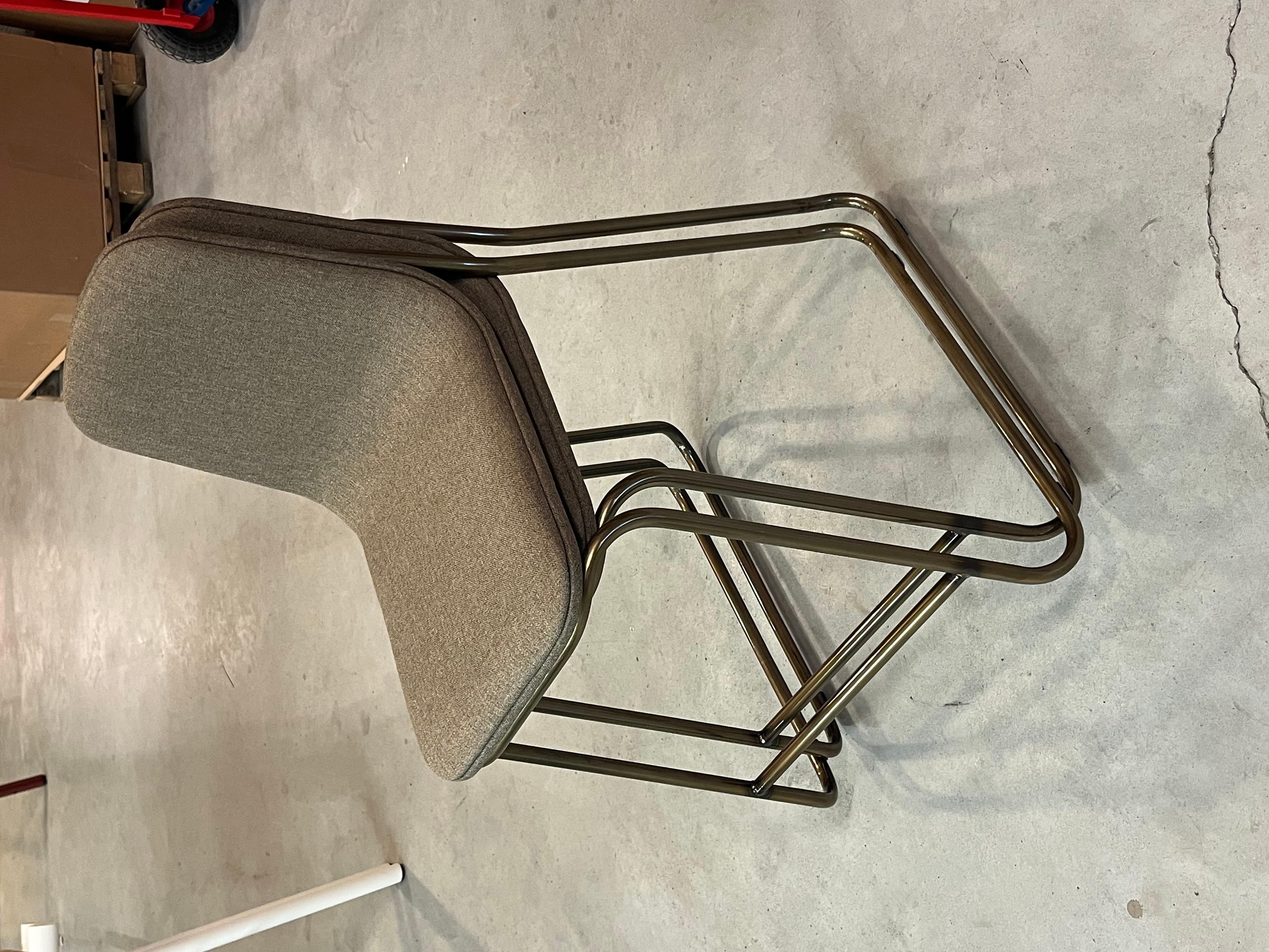 Counter chairs by Jacob Nitz for Bogaerts. Bronze look base with light brown uph im Zustand „Neu“ im Angebot in Best, NL