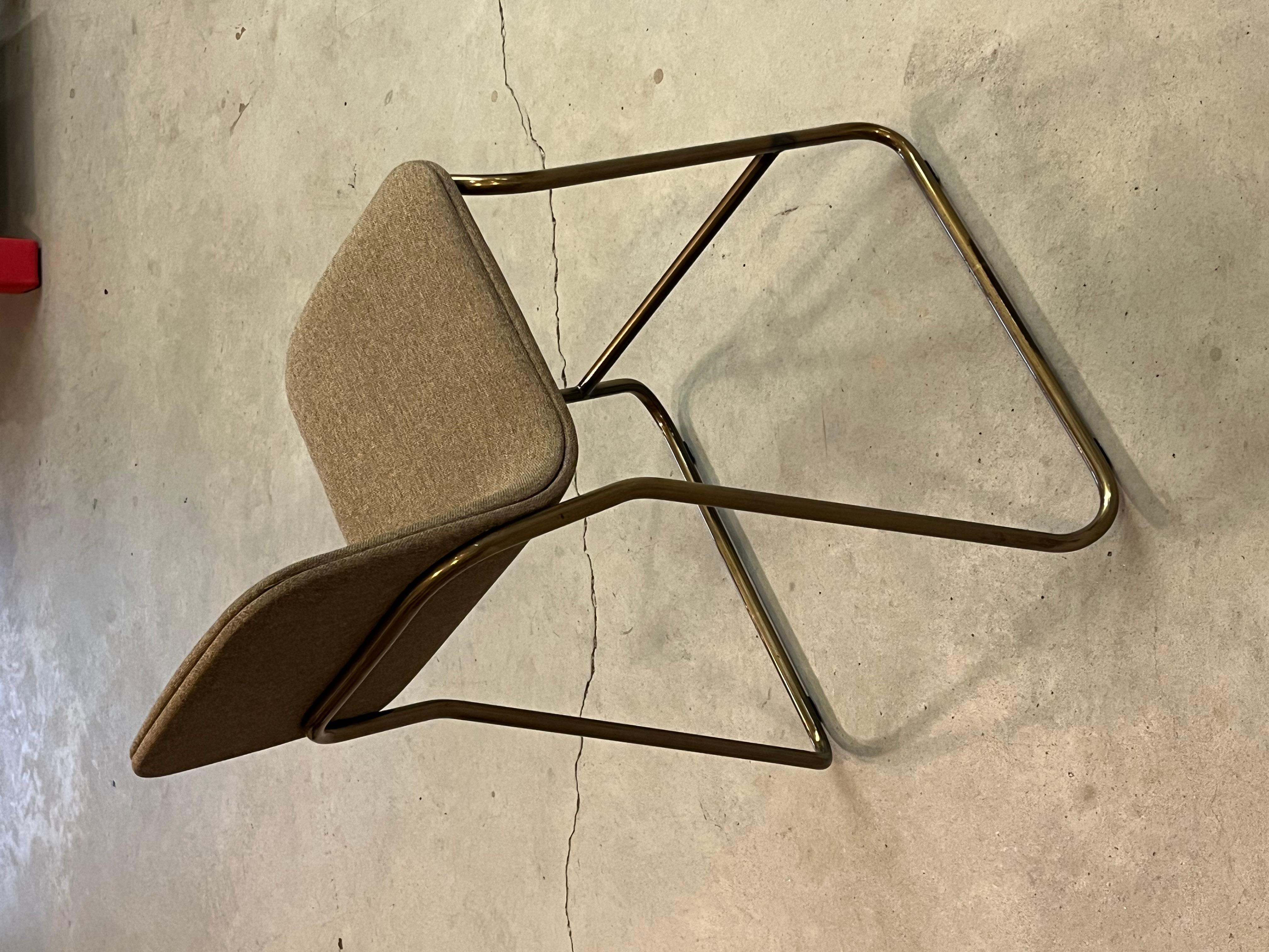 Counter chairs by Jacob Nitz for Bogaerts. Bronze look base with light brown uph (21. Jahrhundert und zeitgenössisch) im Angebot