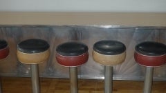Counter from 1930s Soda Fountain Diner with Nine Swivel Stools, Art Deco