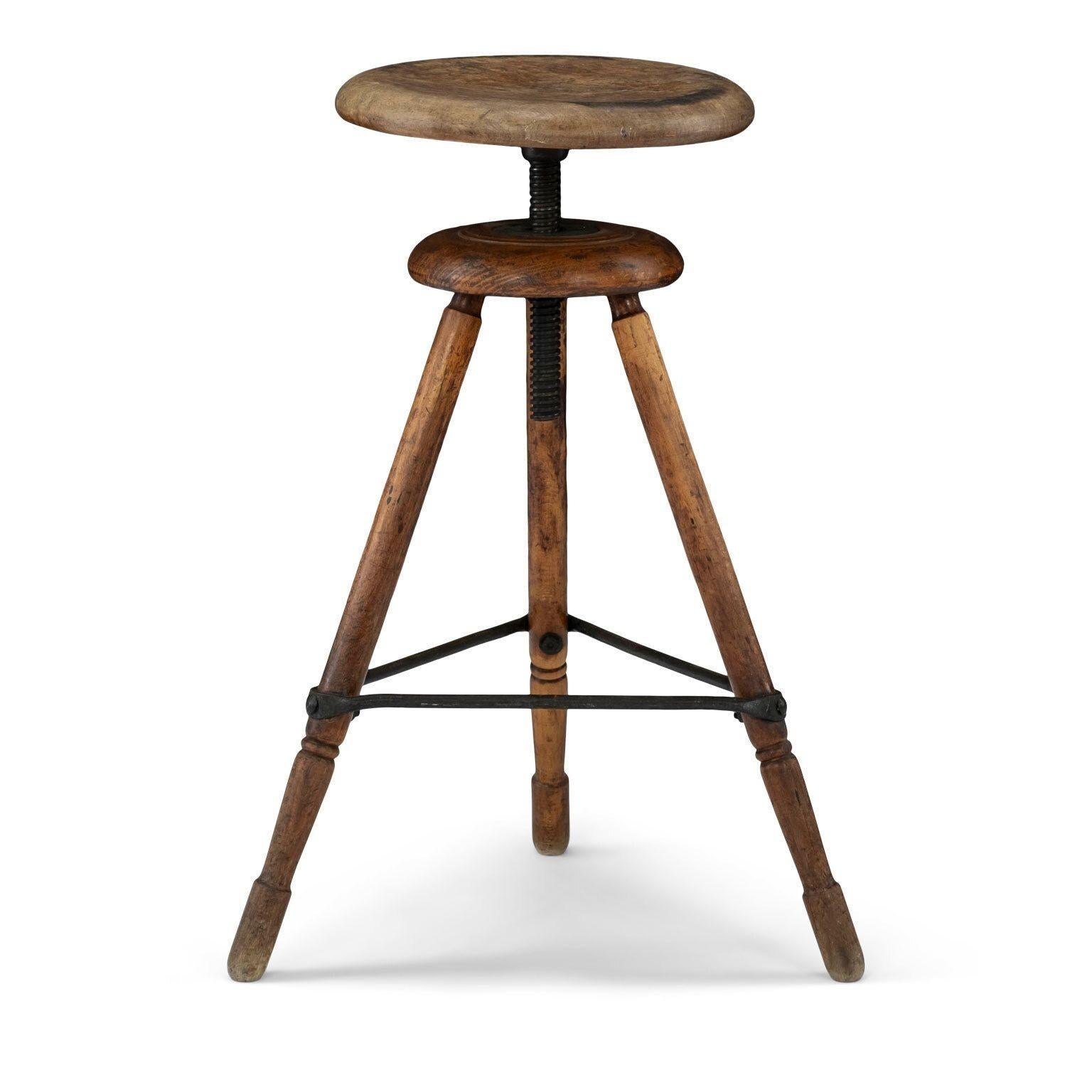 Steel Counter-Height French Vintage Swivel Stool