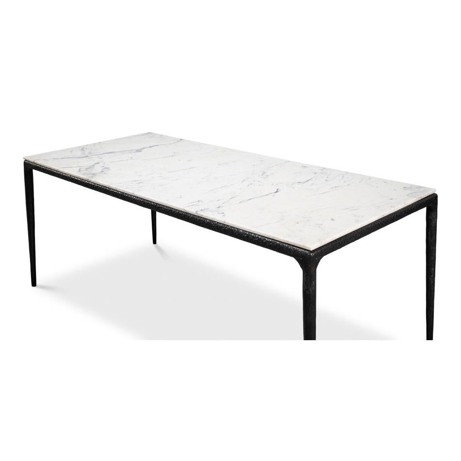 Counter Height Marble Dining Table In New Condition In Westwood, NJ