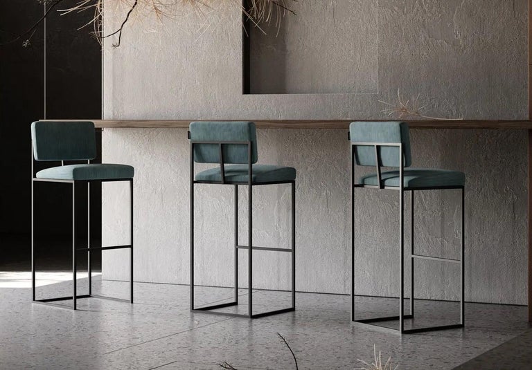 Metal Color Stool Counter Height Stool in Custom Metallic Finishes and Leather Colors For ...