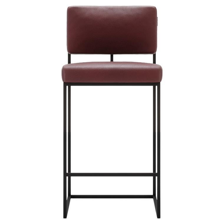 This counter stool provide a very sober and comfortable experience as the metal structure aligned with the upholstered back and seat will make sure that geometrical shapes are very adaptable to any environment. 
Dimensions:
Width 44 cm