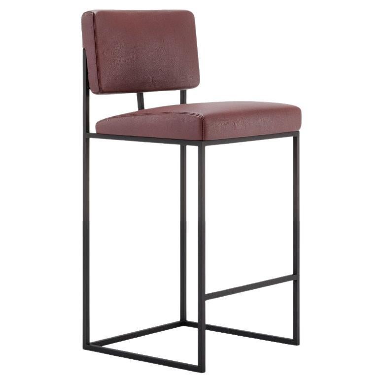 Counter Height Stool in Custom Metallic Finishes and Leather Colors For Sale