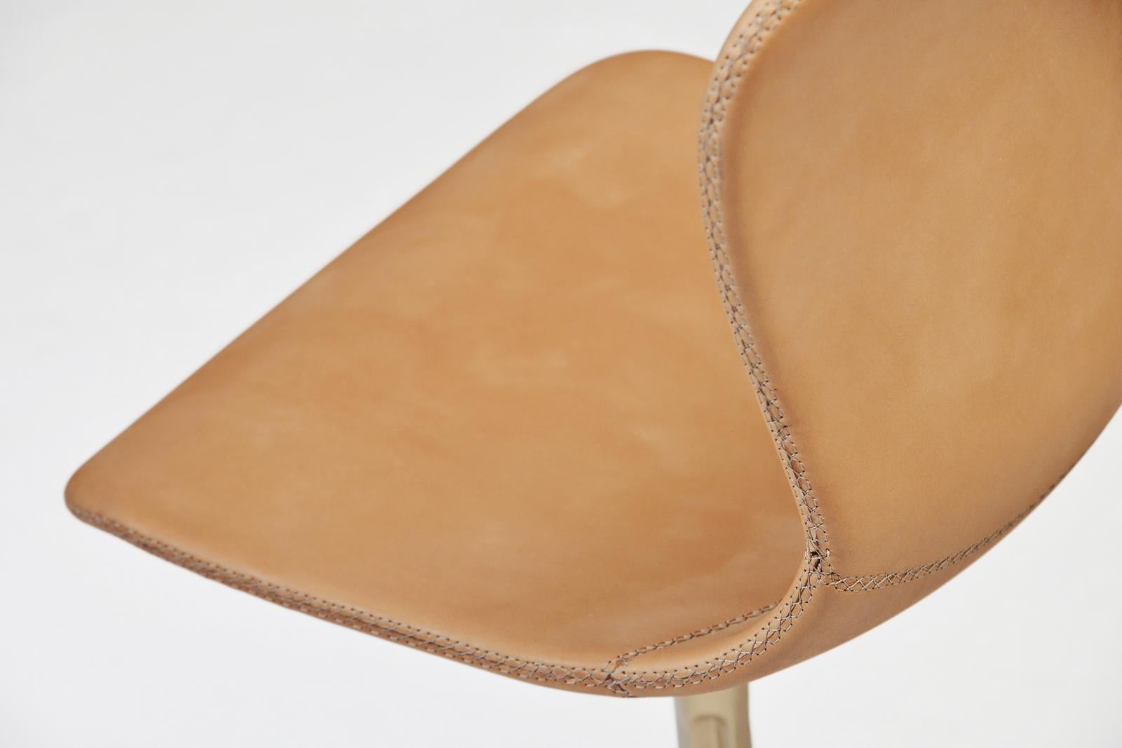 Counter-Height Swivel Chair with Footrest Ring 'Marron Glacé', by P. Tendercool For Sale 1