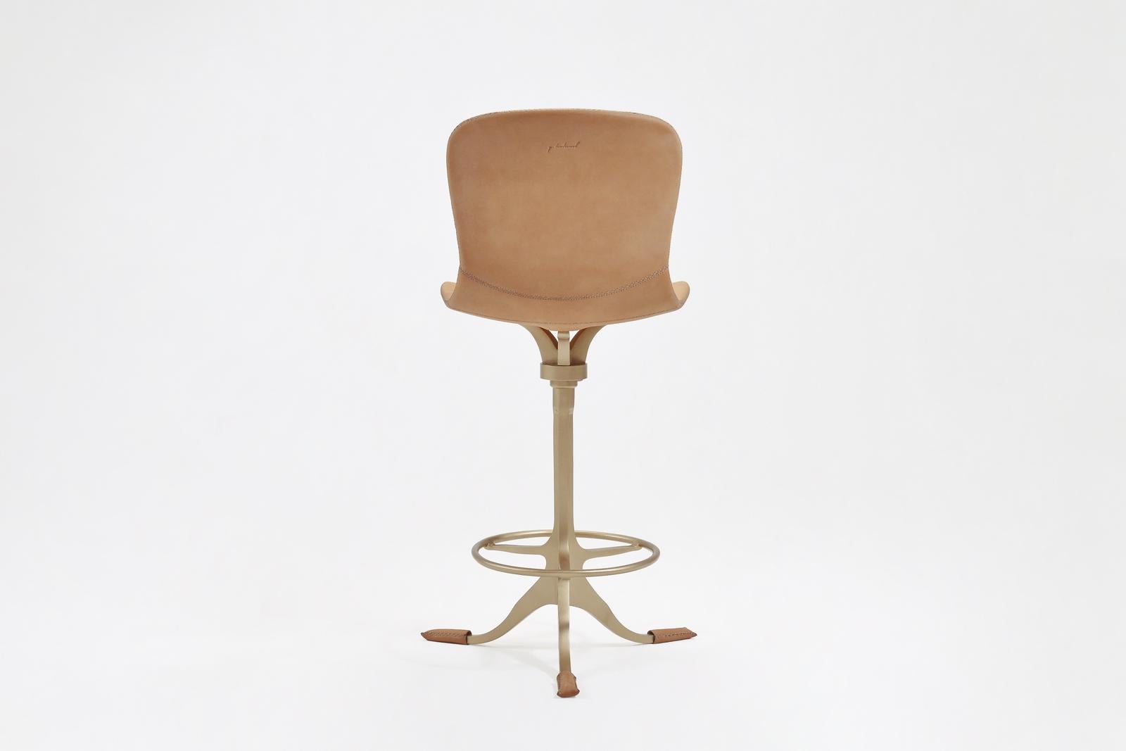 Mid-Century Modern Counter-Height Swivel Chairs with Footrest Ring 'Marron Glacé', by P. Tendercool