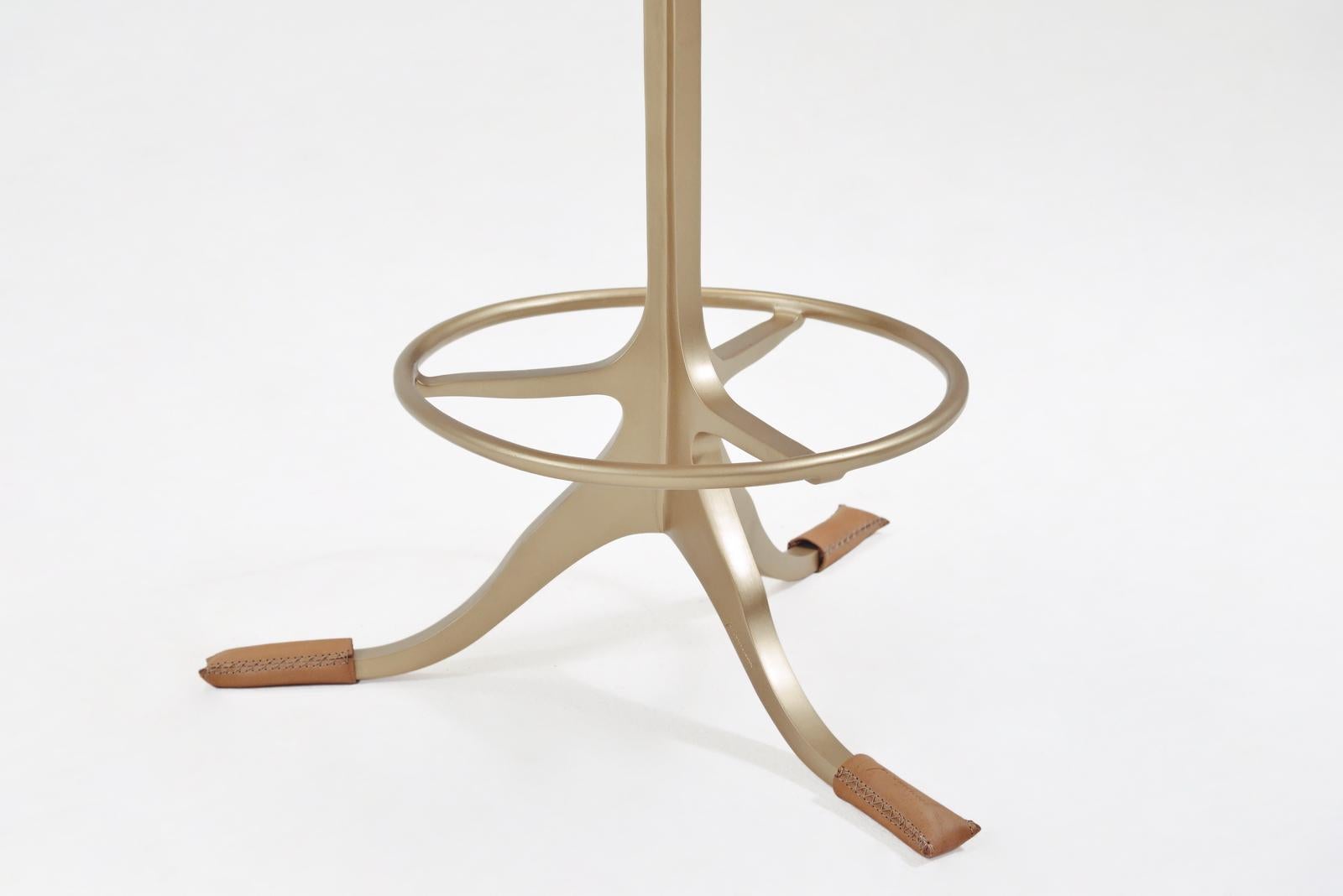Cast Counter-Height Swivel Chairs with Footrest Ring 'Marron Glacé', by P. Tendercool