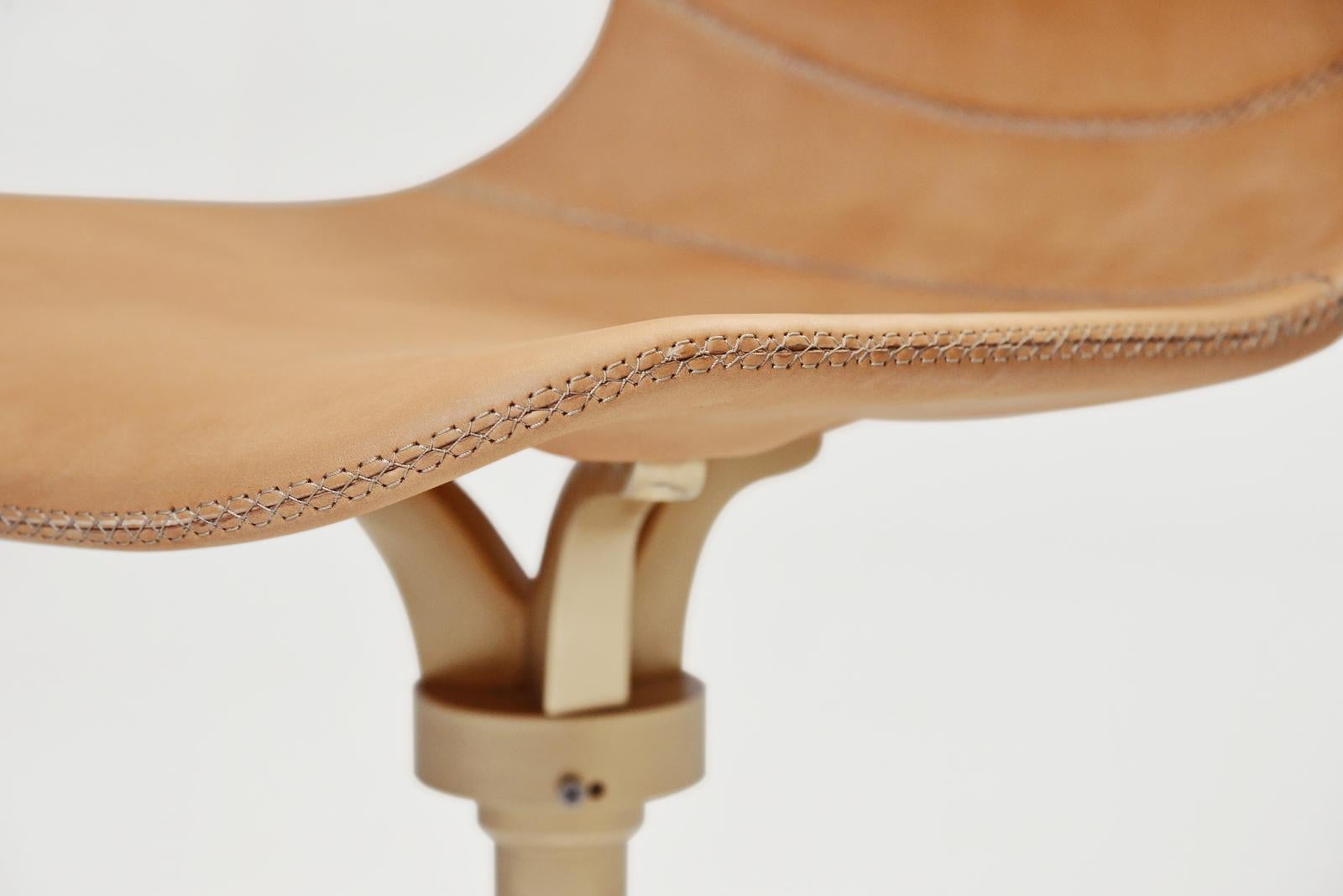 Contemporary Counter-Height Swivel Chairs with Footrest Ring 'Marron Glacé', by P. Tendercool