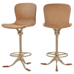 Counter-Height Swivel Chairs with Footrest Ring 'Marron Glacé', by P. Tendercool