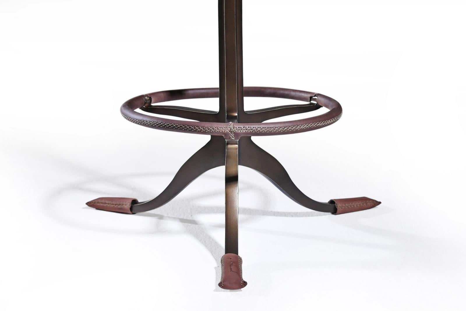 Brass Counter-Height Swivel Chairs with Footrest Ring 'Truffe', by P. Tendercool For Sale