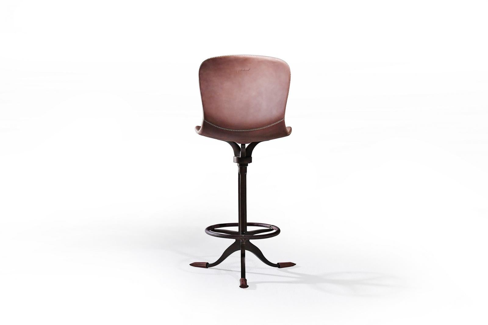 Contemporary Counter-Height Swivel Chairs with Footrest Ring 'Truffe', by P. Tendercool For Sale