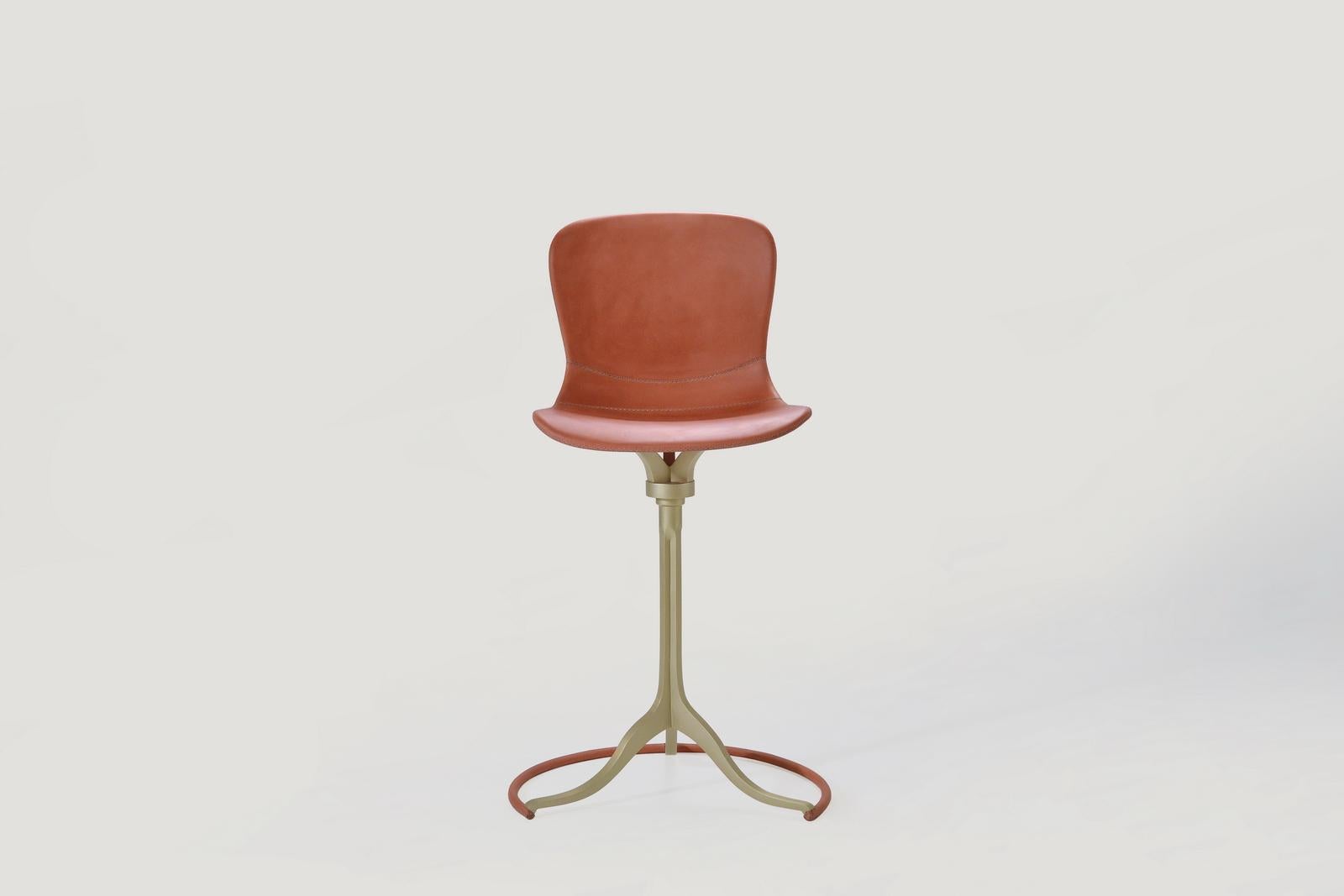 Mid-Century Modern Counter-Height Swivel Chairs with Ring 'Vieux Rose', by P. Tendercool For Sale