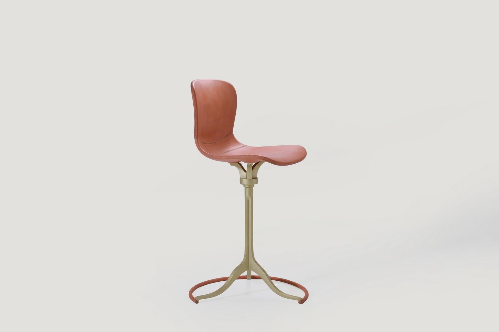 Thai Counter-Height Swivel Chairs with Ring 'Vieux Rose', by P. Tendercool For Sale