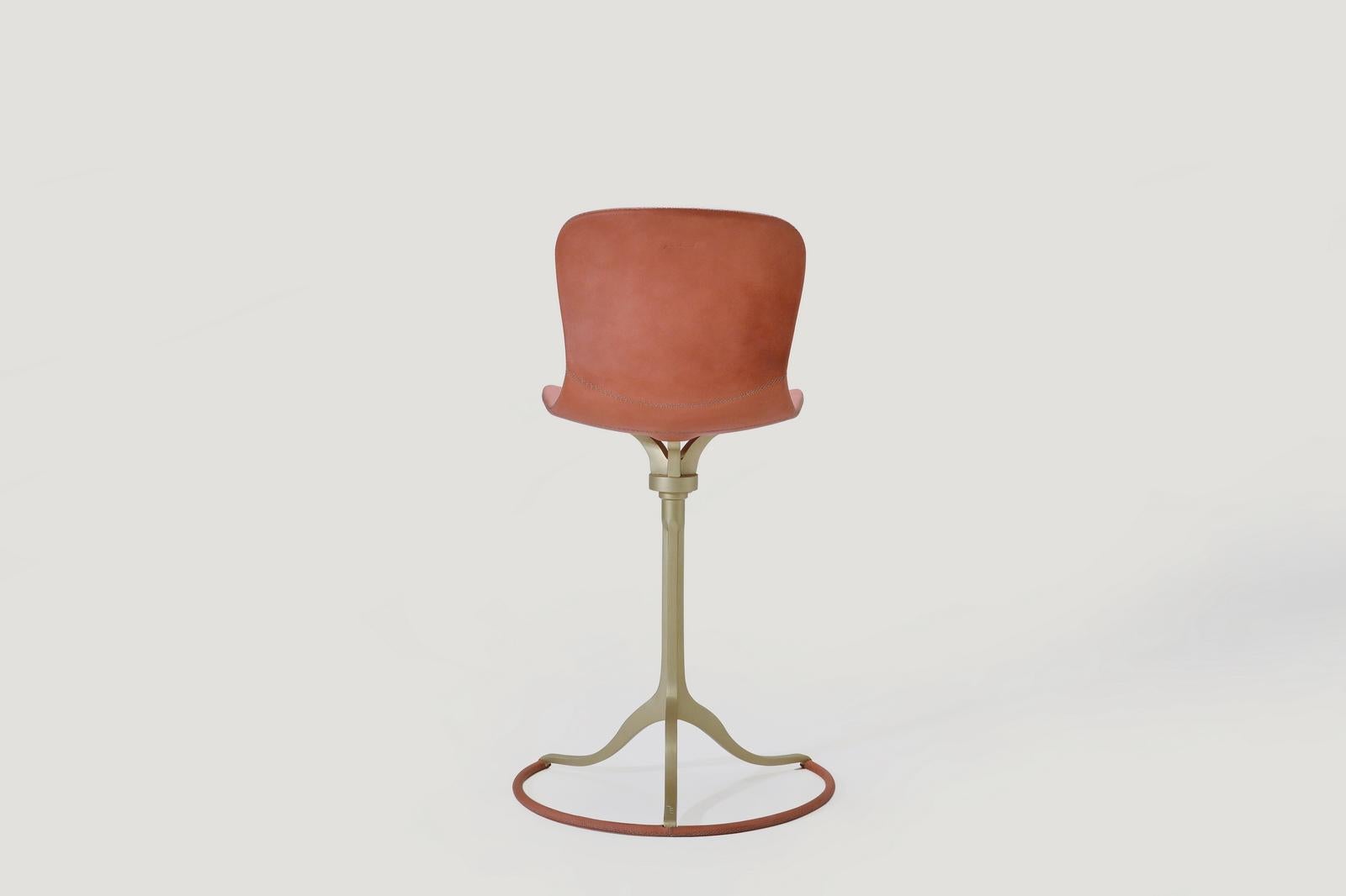 Cast Counter-Height Swivel Chairs with Ring 'Vieux Rose', by P. Tendercool For Sale