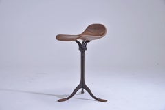 Counter-Height Swivel Stool, Truffe Leather, Brown Brass by P. Tendercool