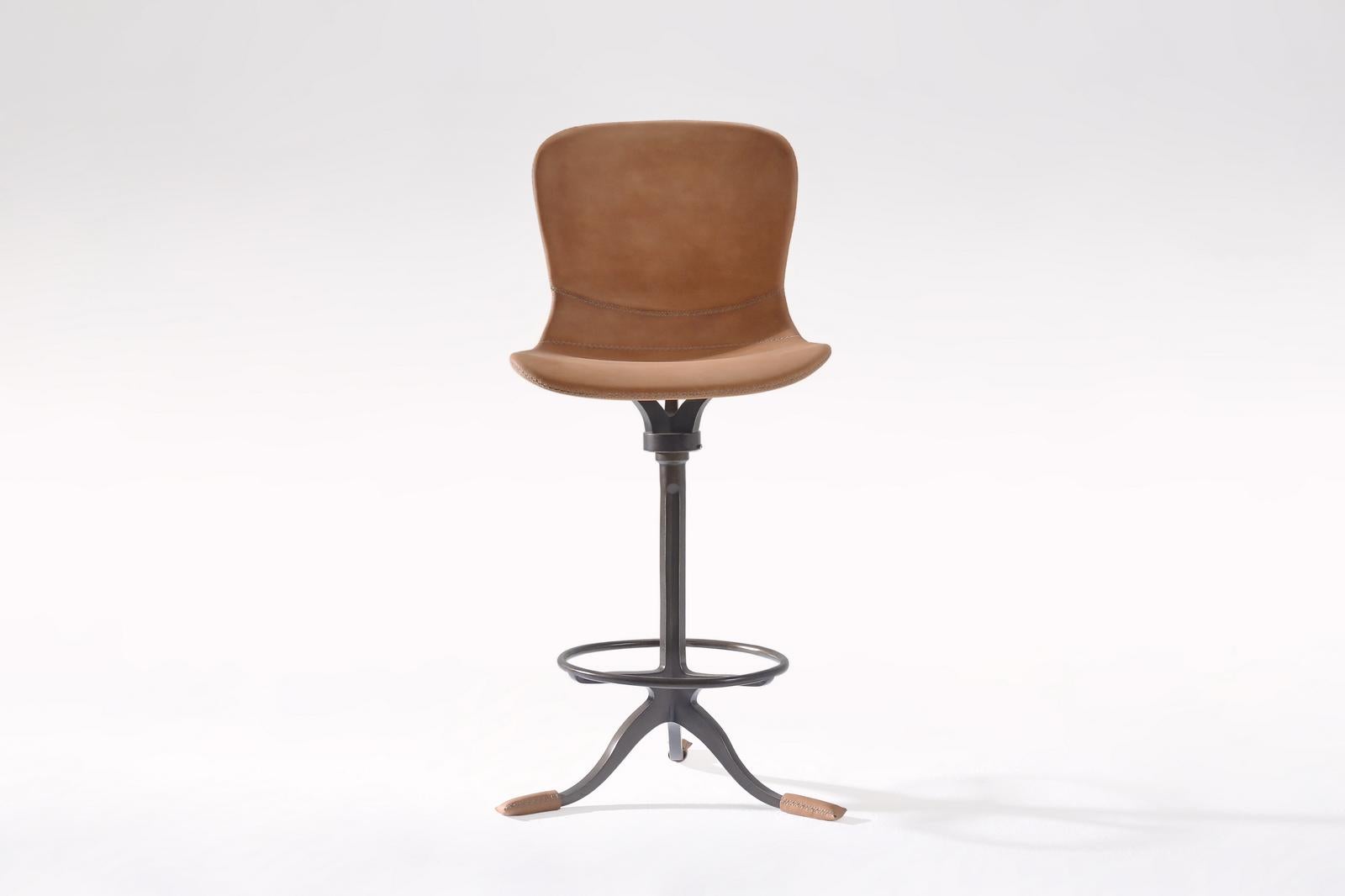 Mid-Century Modern Counter-Height Swivel Stool with Footrest Ring, by P. Tendercool For Sale