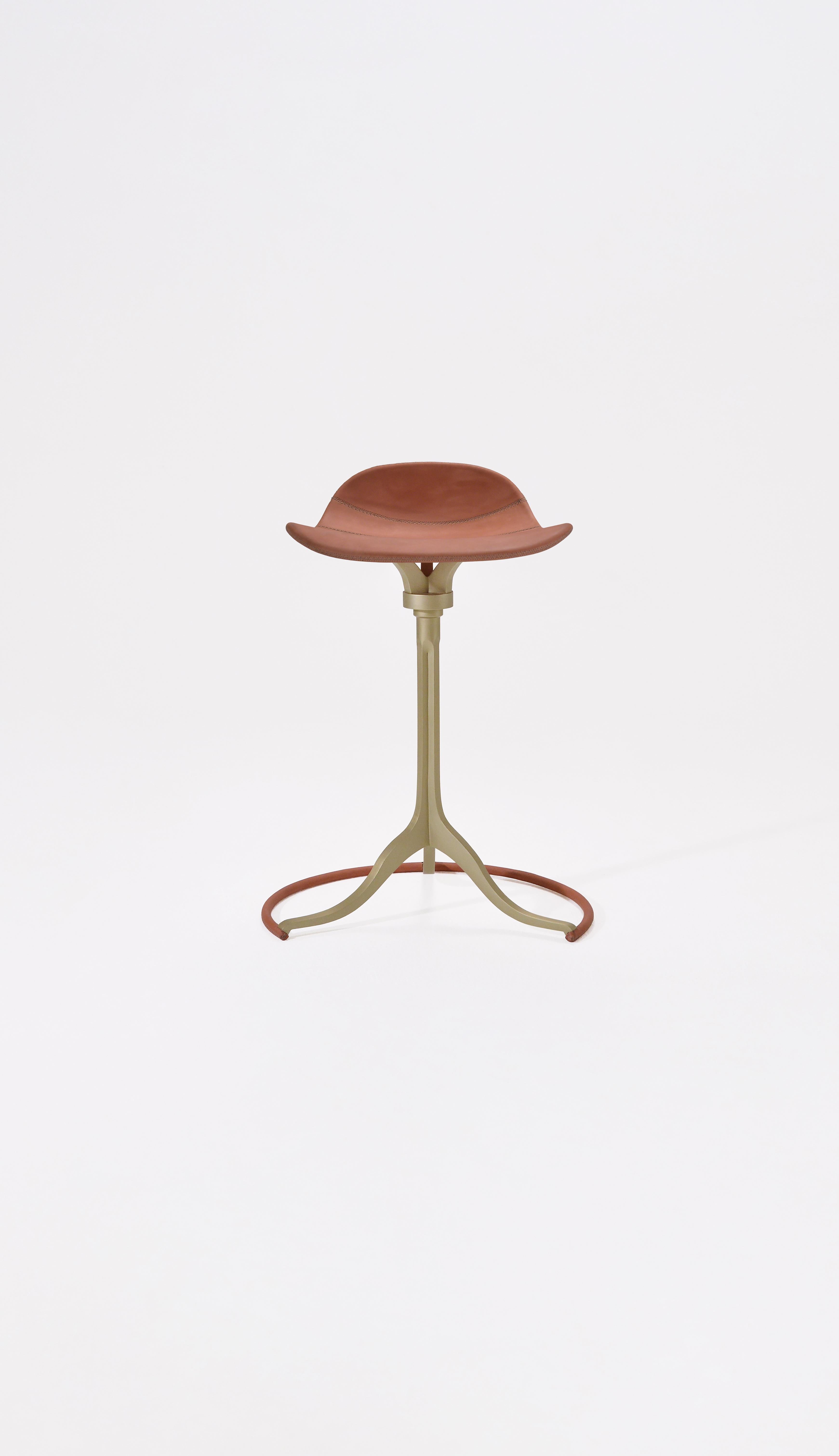 Counter-Height Swivel Stool with Ring 'Vieux Rose', by P. Tendercool In New Condition For Sale In Bangkok, TH