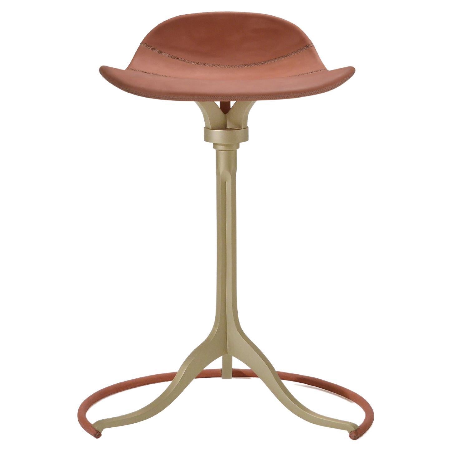 Counter-Height Swivel Stool with Ring 'Vieux Rose', by P. Tendercool For Sale