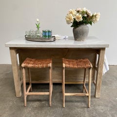 Counter Island Custom Made from Reclaimed Wood with Marble Top