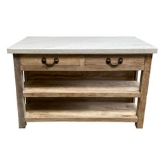 Counter Island Custom Made from Reclaimed Wood with Marble Top