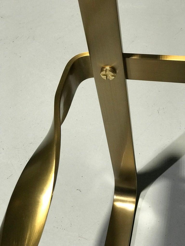 Acier Tabouret de bar de comptoir de cuisine Contemporary Brass Metal Natural Tobacco Leather en vente
