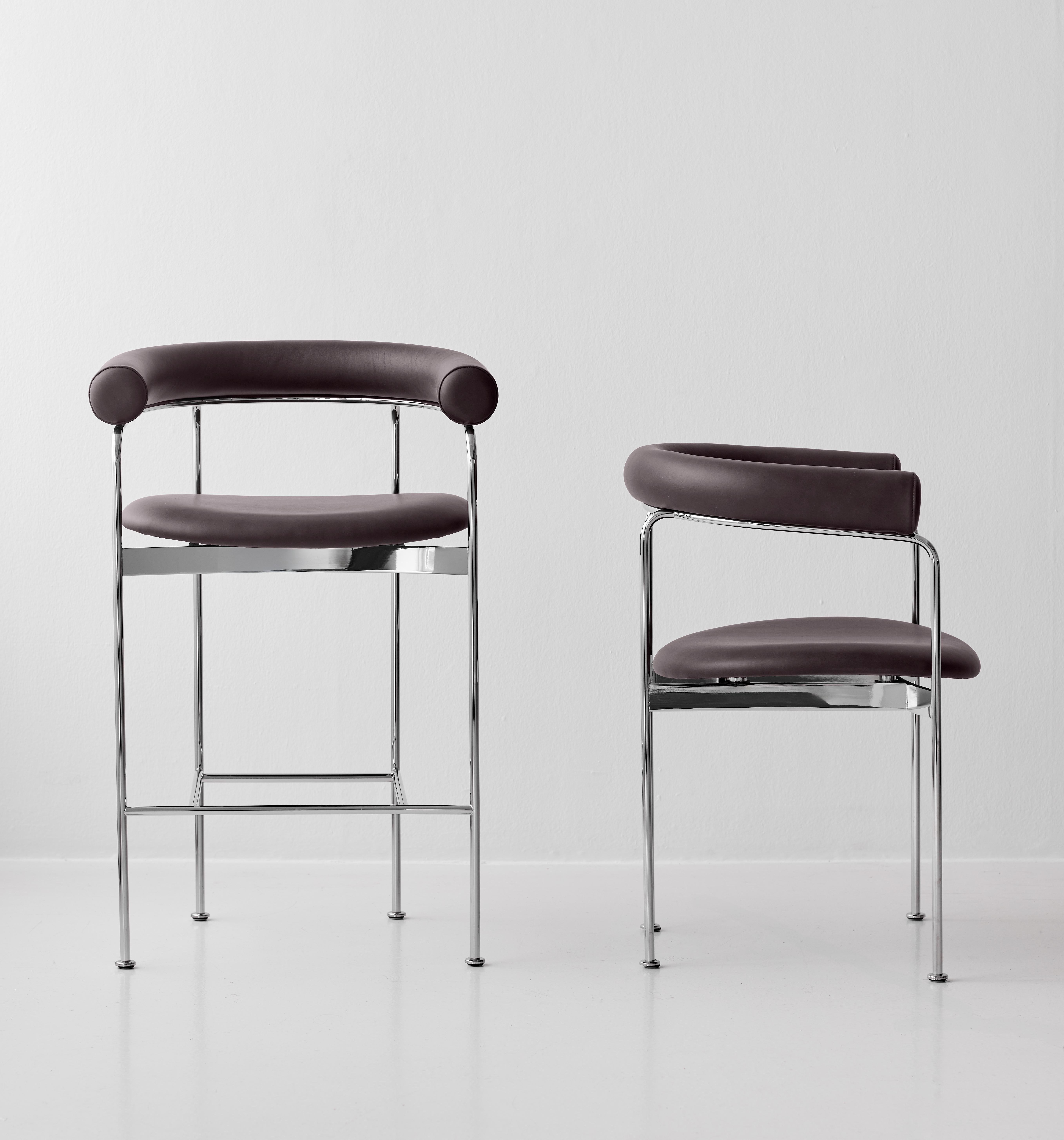 Counter Stool 'BAIA' by Kensaku Oshiro x DK3, Black Frame, Black Leather For Sale 3