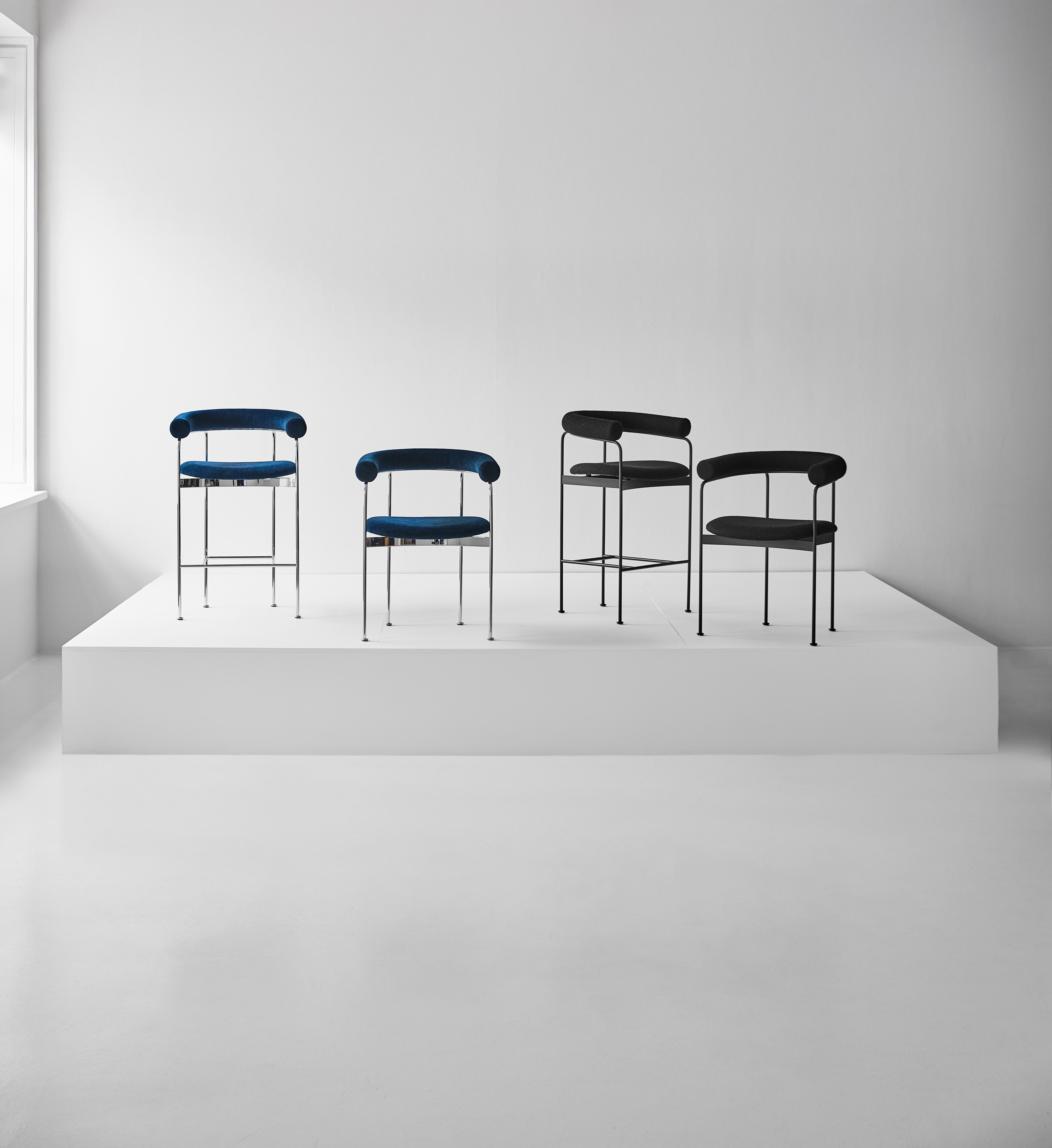 Danish Counter Stool 'BAIA' by Kensaku Oshiro x DK3, Black Frame, Black Leather For Sale