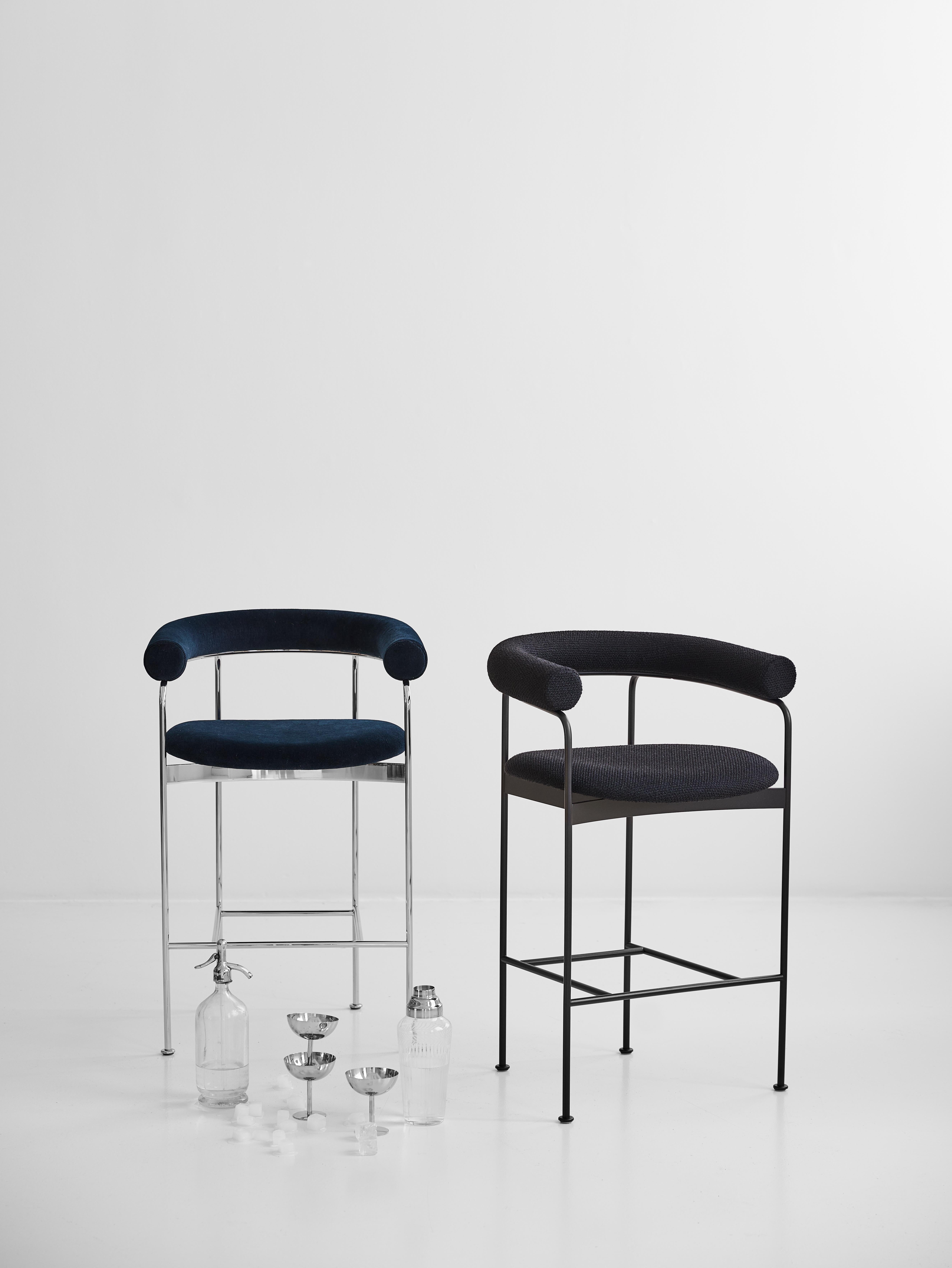 Counter Stool 'BAIA' by Kensaku Oshiro x DK3, Black Frame, Black Leather In New Condition For Sale In Paris, IDF
