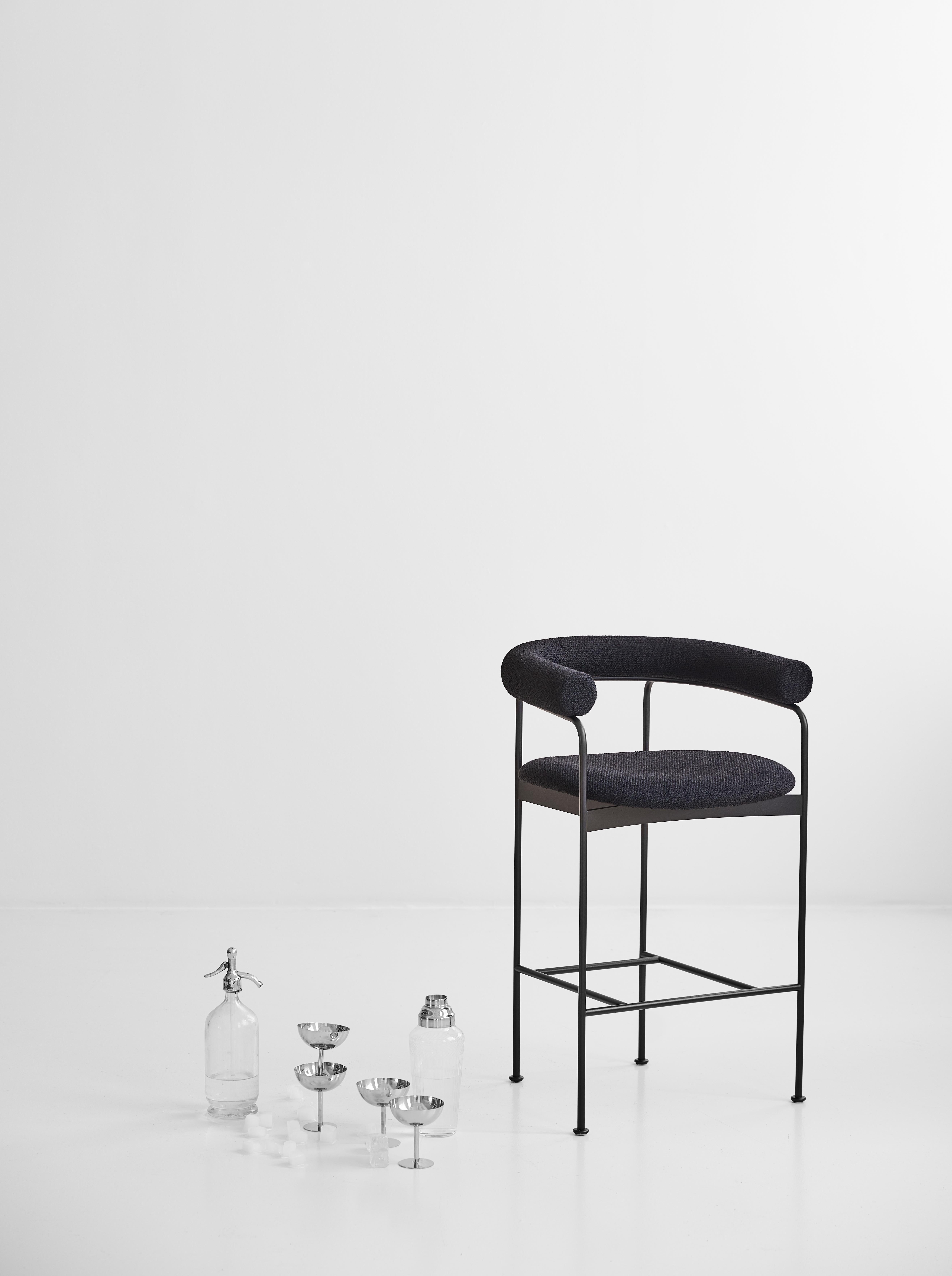 Counter Stool 'BAIA' by Kensaku Oshiro x DK3, Black Frame, Black Leather For Sale 1