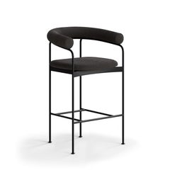 Tischhocker „BAIA“ von Kensaku Oshiro x DK3, schwarzer Rahmen, grauer Stoff